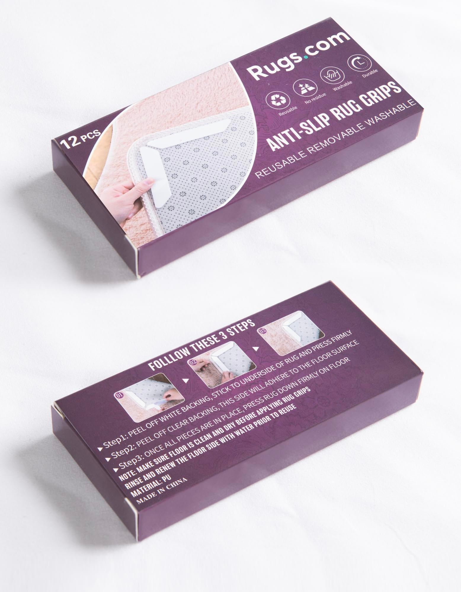 Rugs.com - 12 Pcs Rugs Tape, Non Slip Rug Pad, Reusable Washable Grippers for Rugs, Double Sided Anti Slip Rug Stoppers for Hardwood Floors to Prevent Sliding - Image 9