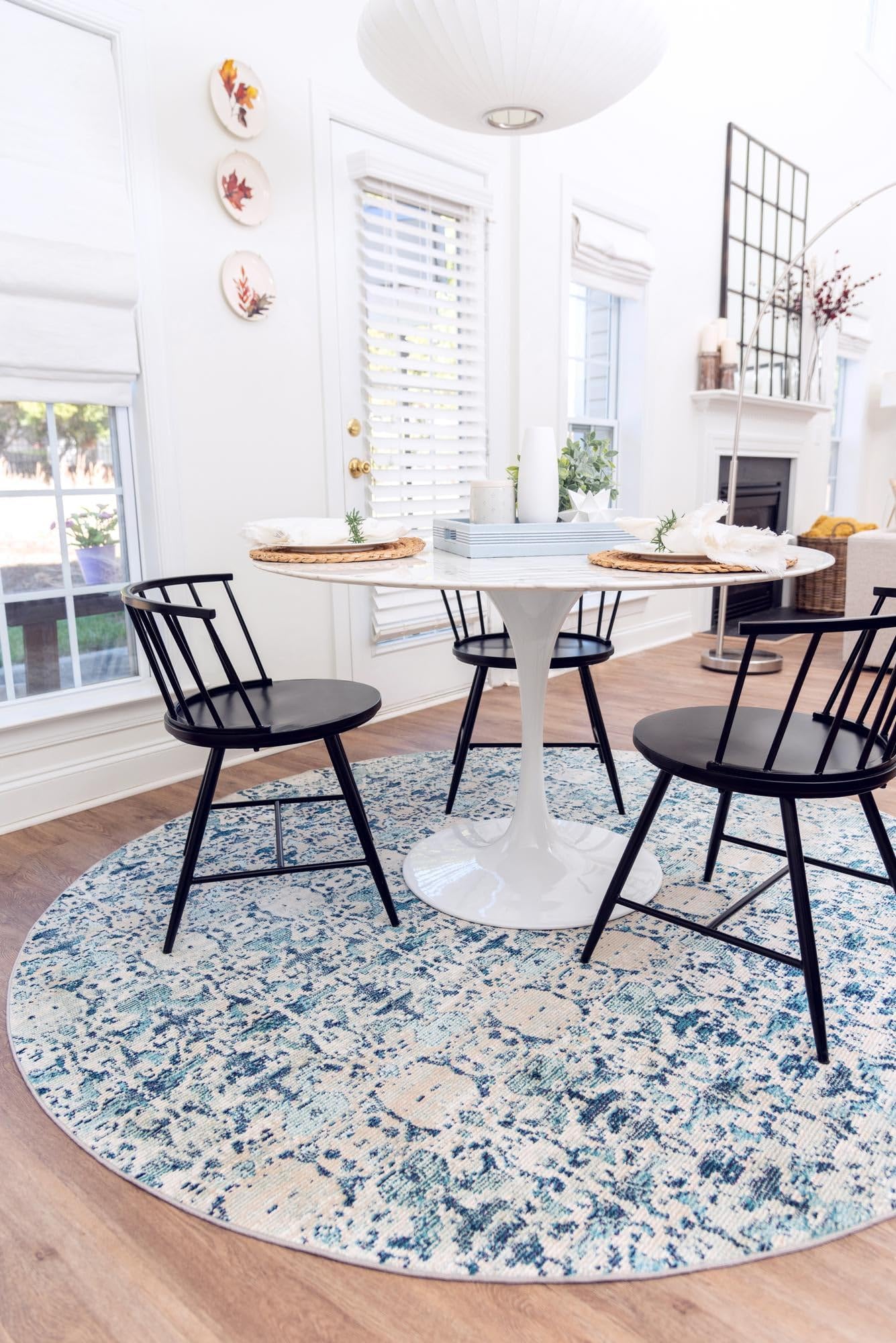 Rugs.com Amulet Collection Rug – 7 Ft Round Blue Medium-Pile Rug Perfect for Kitchens, Dining Rooms - Image 3