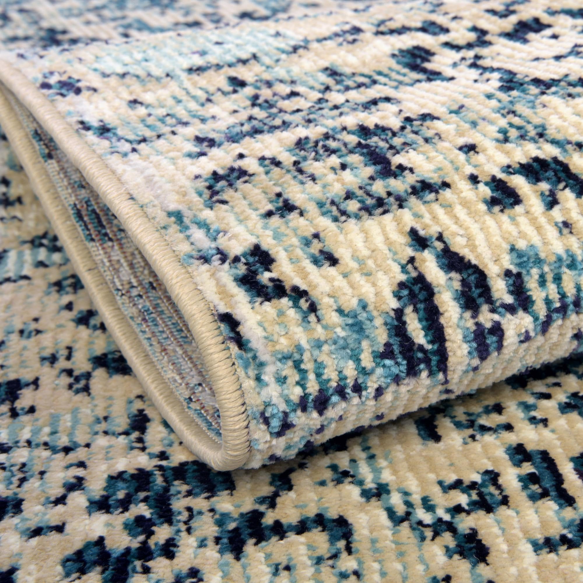 Rugs.com Amulet Collection Rug – 7 Ft Round Blue Medium-Pile Rug Perfect for Kitchens, Dining Rooms - Image 8