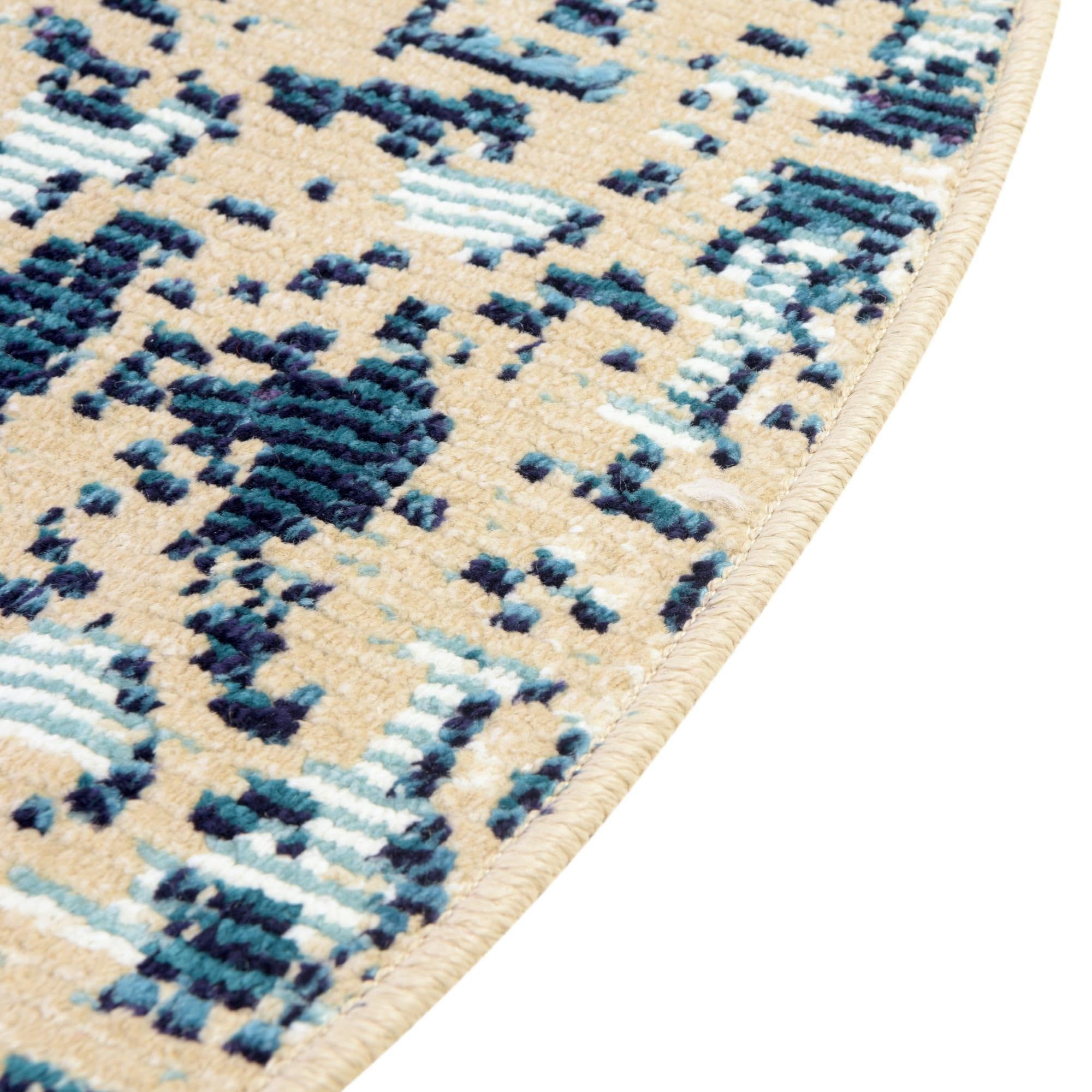 Rugs.com Amulet Collection Rug – 7 Ft Round Blue Medium-Pile Rug Perfect for Kitchens, Dining Rooms - Image 9