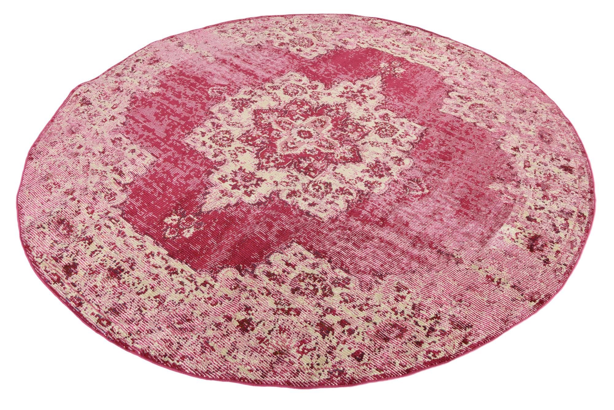 Rugs.com Amulet Collection Rug – 7 Ft Round Pink Medium-Pile Rug Perfect for Kitchens, Dining Rooms - Image 3
