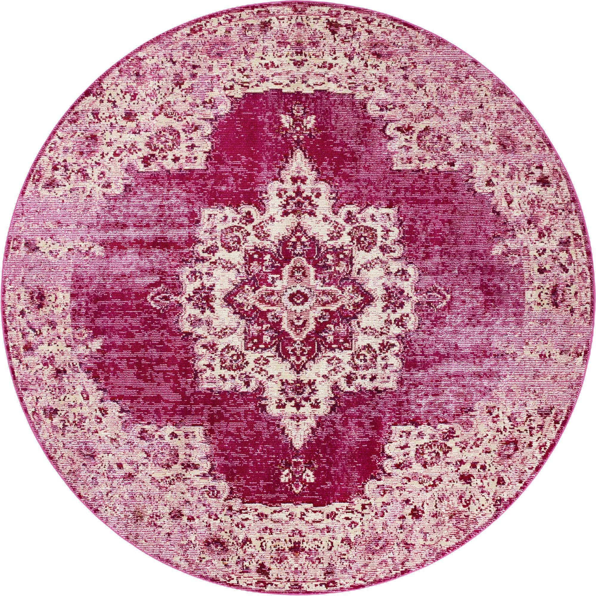 Rugs.com Amulet Collection Rug – 7 Ft Round Pink Medium-Pile Rug Perfect for Kitchens, Dining Rooms - Image 4
