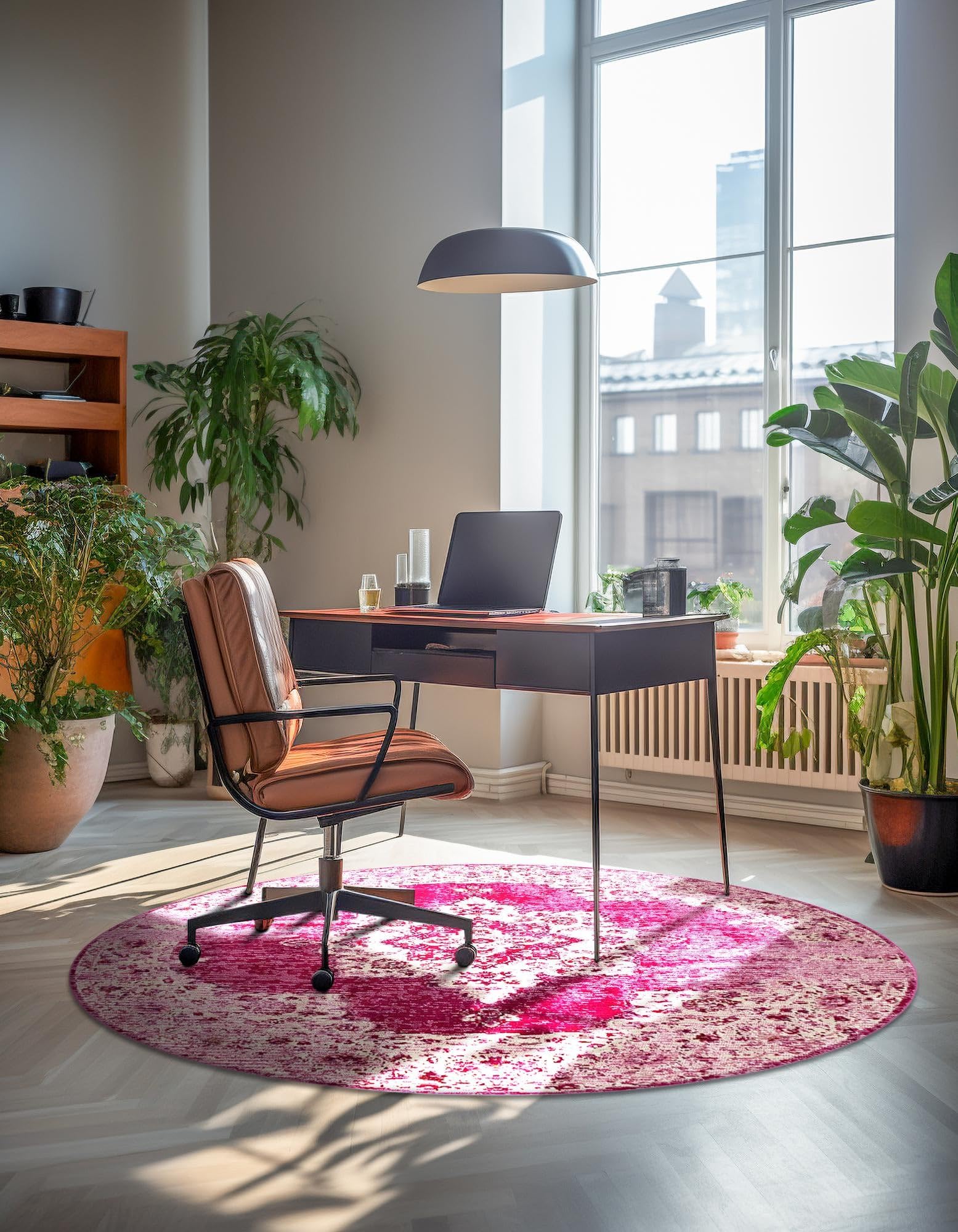 Rugs.com Amulet Collection Rug – 7 Ft Round Pink Medium-Pile Rug Perfect for Kitchens, Dining Rooms - Image 6