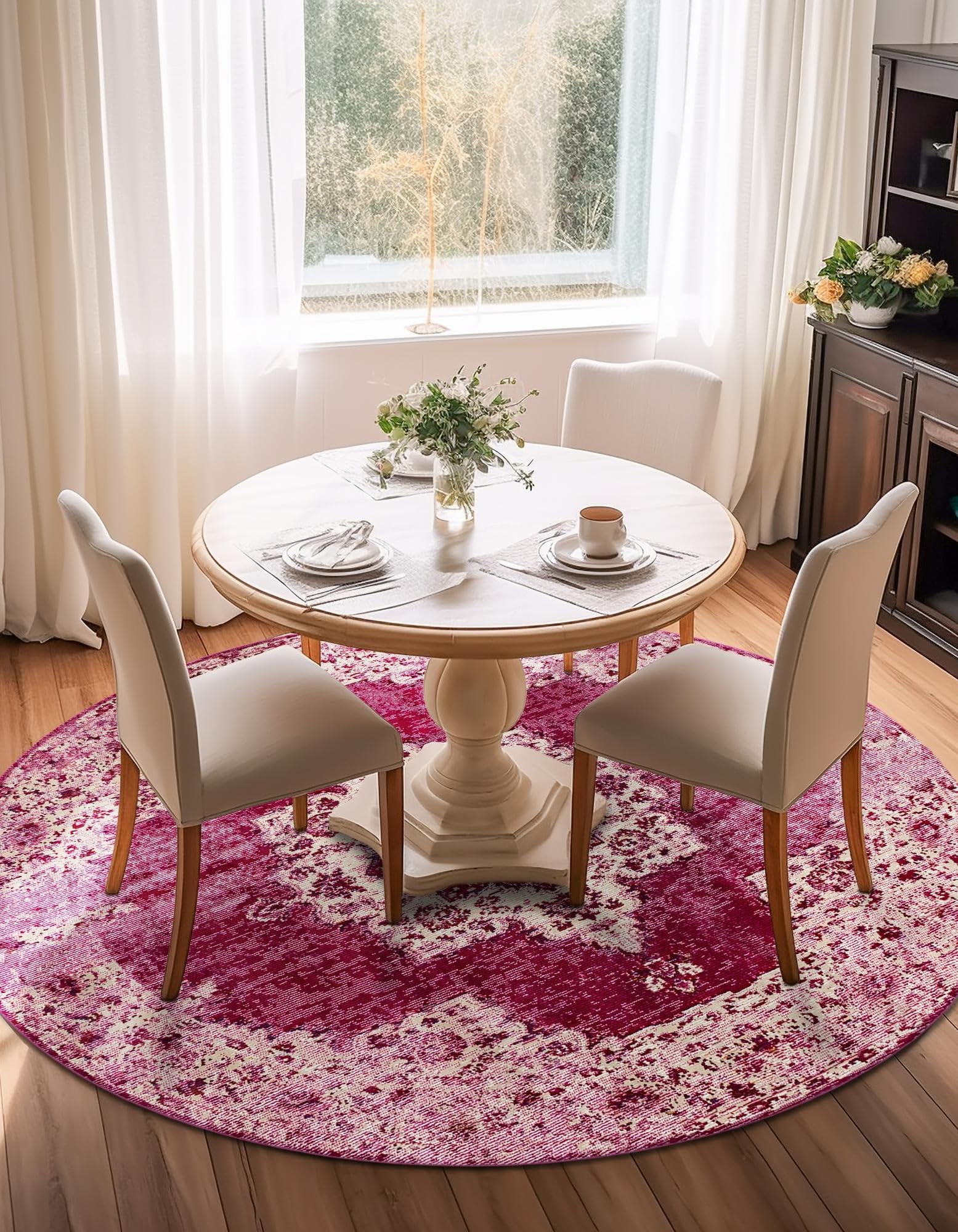 Rugs.com Amulet Collection Rug – 7 Ft Round Pink Medium-Pile Rug Perfect for Kitchens, Dining Rooms - Image 8