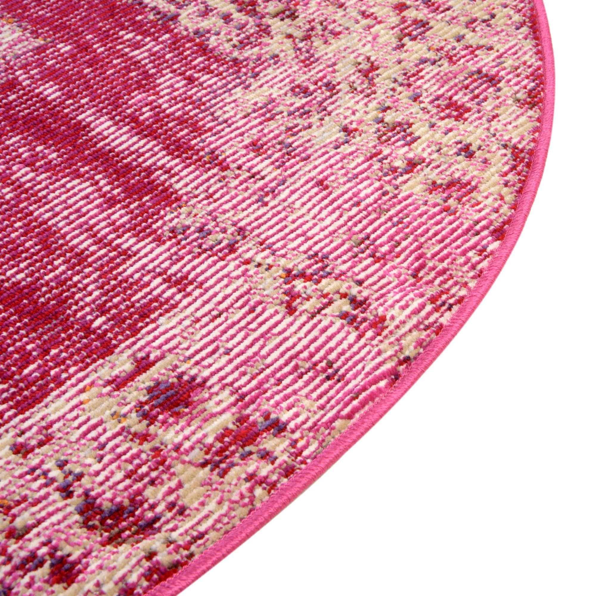 Rugs.com Amulet Collection Rug – 7 Ft Round Pink Medium-Pile Rug Perfect for Kitchens, Dining Rooms - Image 9