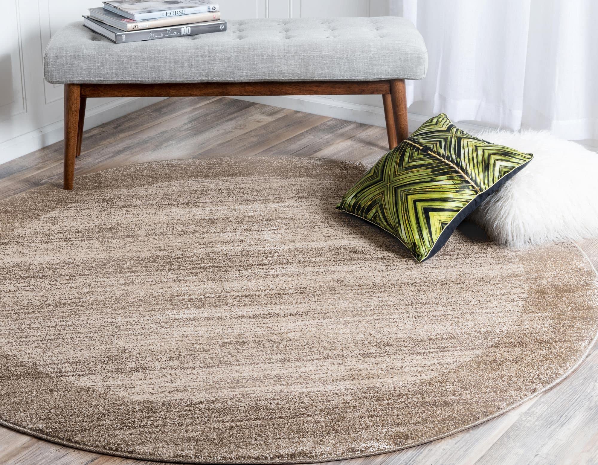 Rugs.com Angelica Collection Rug – 8 Ft Round Beige Medium Rug Perfect for Kitchens, Dining Rooms - Image 5