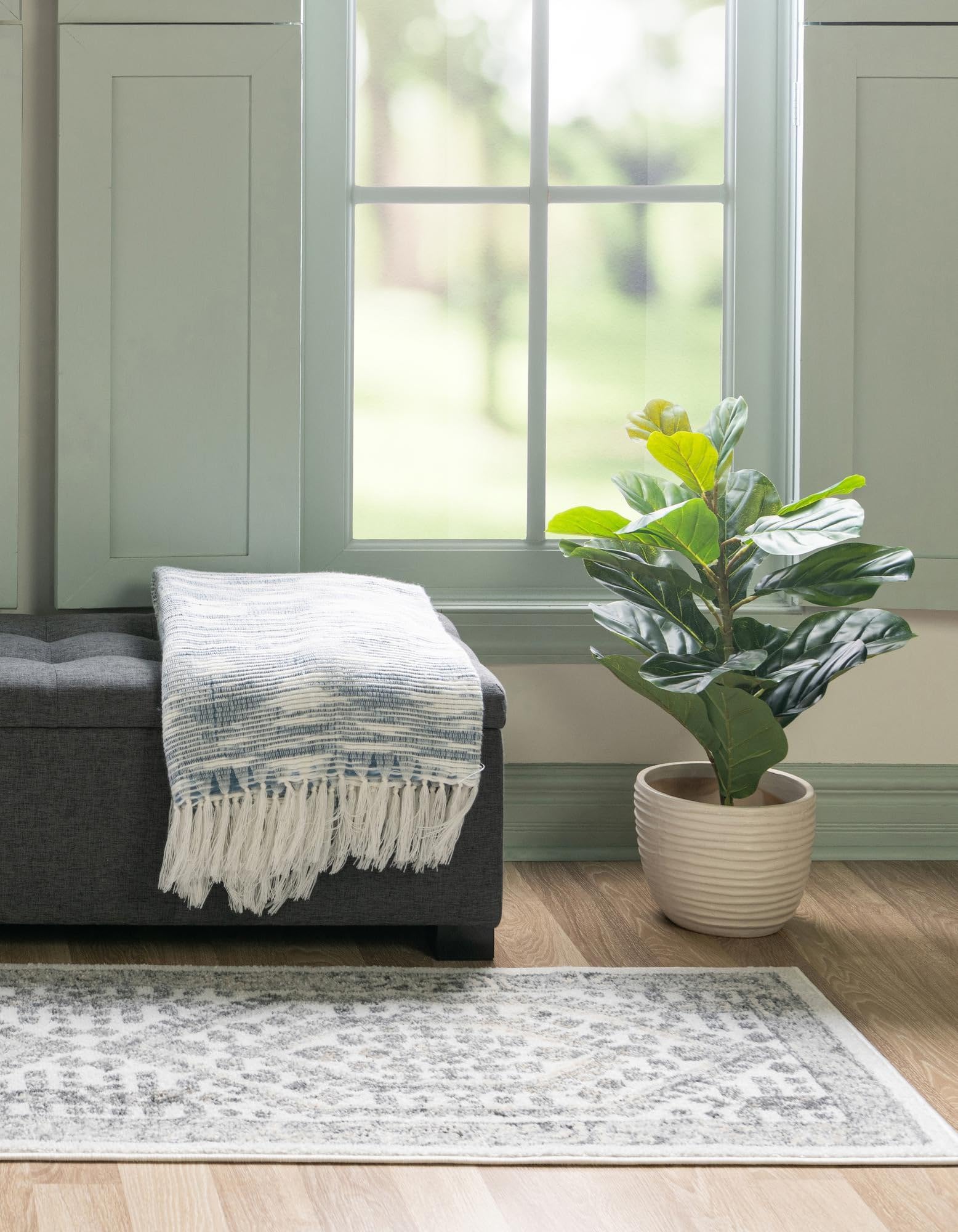 Rugs.com Aurelia Collection Rug – 10 Ft Runner Ivory Low-Pile Rug Perfect for Hallways, Entryways - Image 3