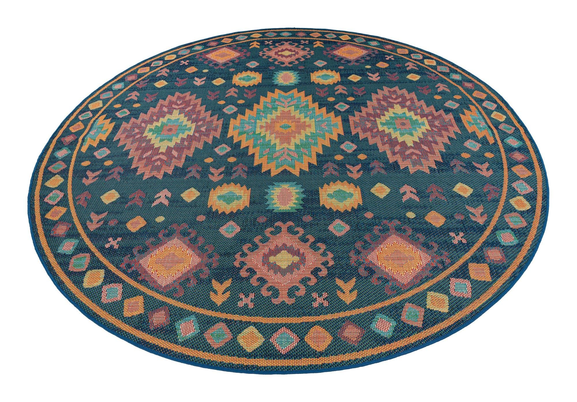 Rugs.com Baja Outdoor Collection Rug – 10 Ft Round Navy Blue Medium-Pile Rug Perfect for Kitchens, Dining Rooms - Image 3