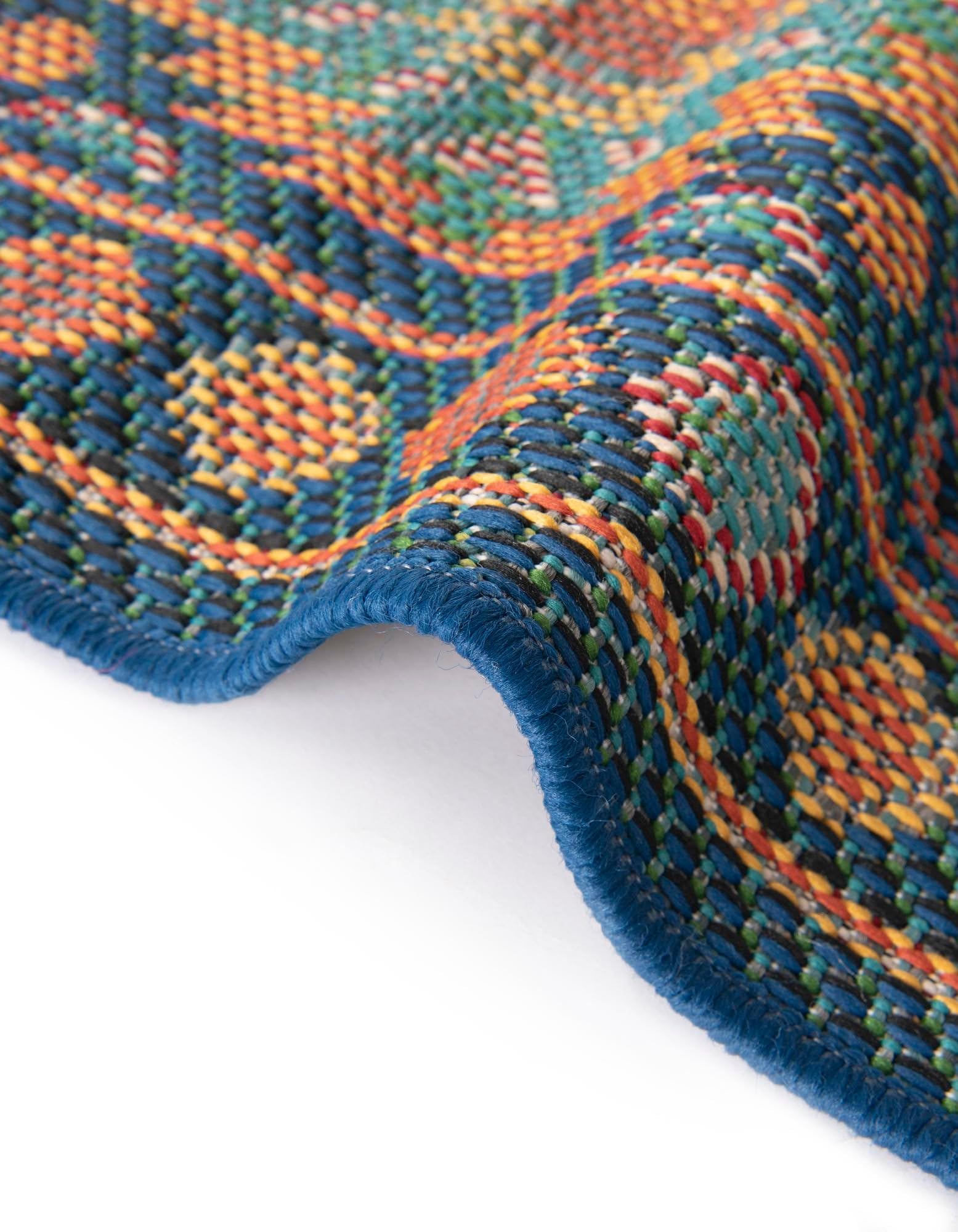 Rugs.com Baja Outdoor Collection Rug – 10 Ft Round Navy Blue Medium-Pile Rug Perfect for Kitchens, Dining Rooms - Image 9