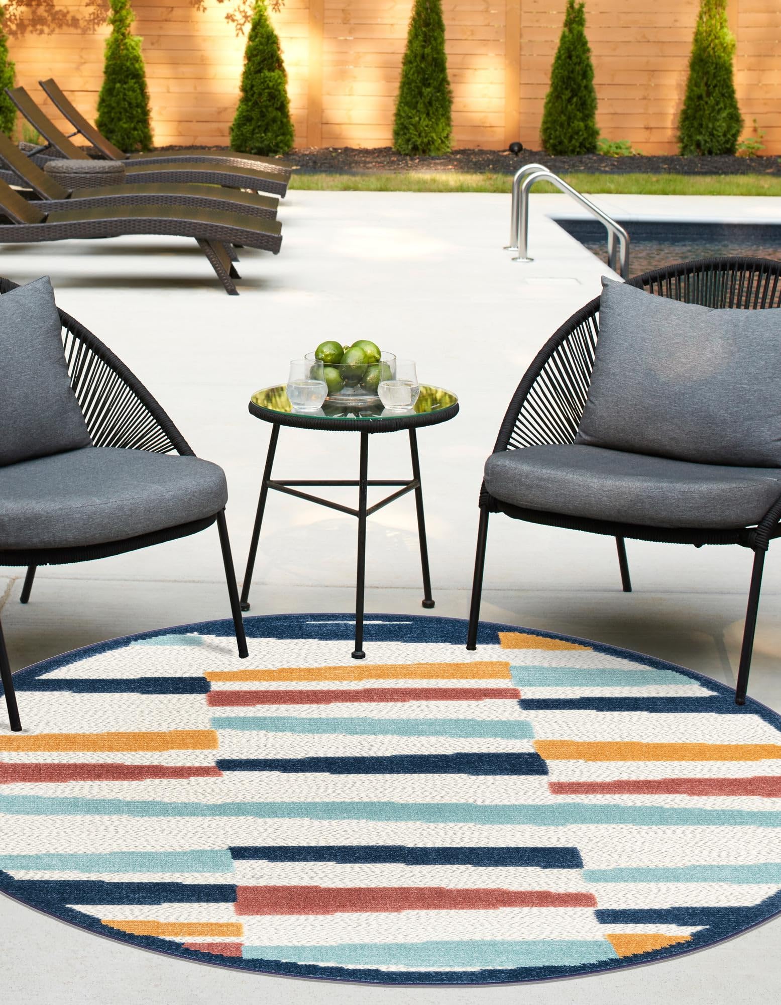 Rugs.com Belize Outdoor Collection Rug – 3 Ft Round Ivory Flatweave-Pile Rug Perfect for Kitchens, Dining Rooms - Image 5