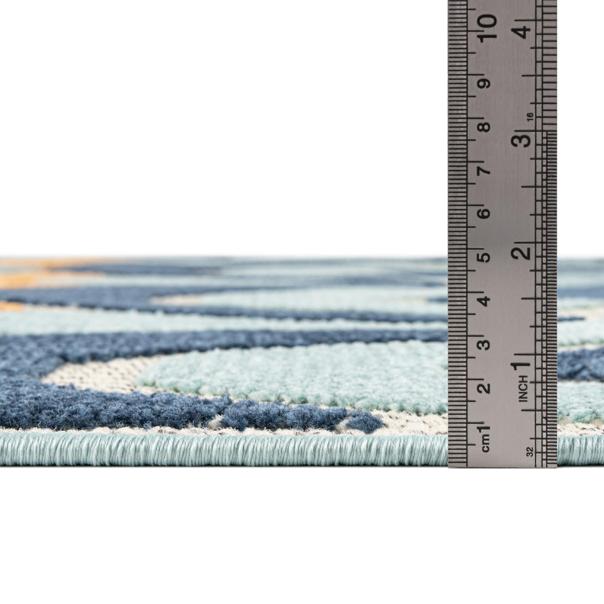 Rugs.com Belize Outdoor Collection Rug – 4x6 Blue Flatweave-Pile Rug Perfect for Entryways, Kitchens, Breakfast Nooks, Accent Pieces - Image 3