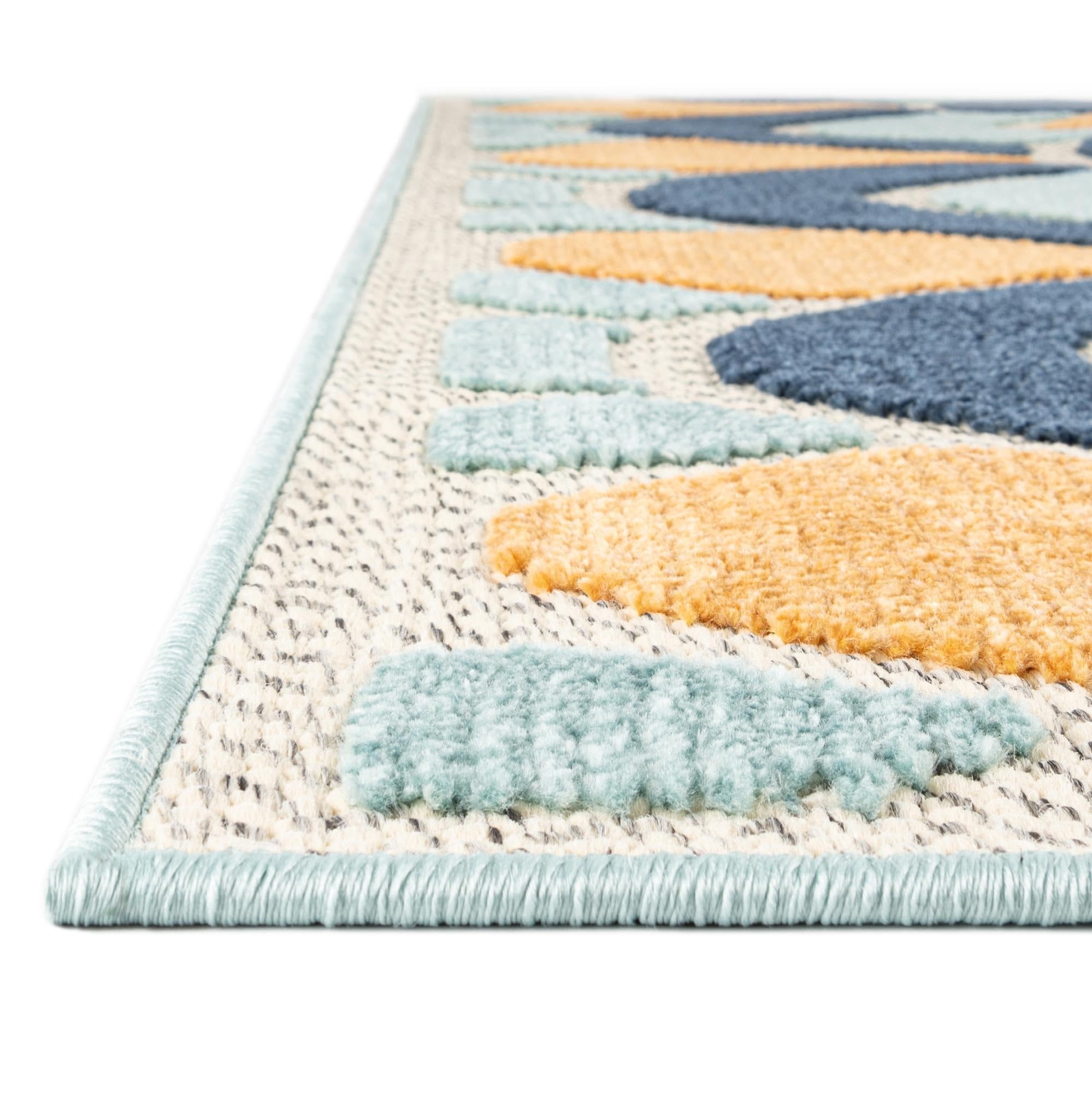 Rugs.com Belize Outdoor Collection Rug – 4x6 Blue Flatweave-Pile Rug Perfect for Entryways, Kitchens, Breakfast Nooks, Accent Pieces - Image 5