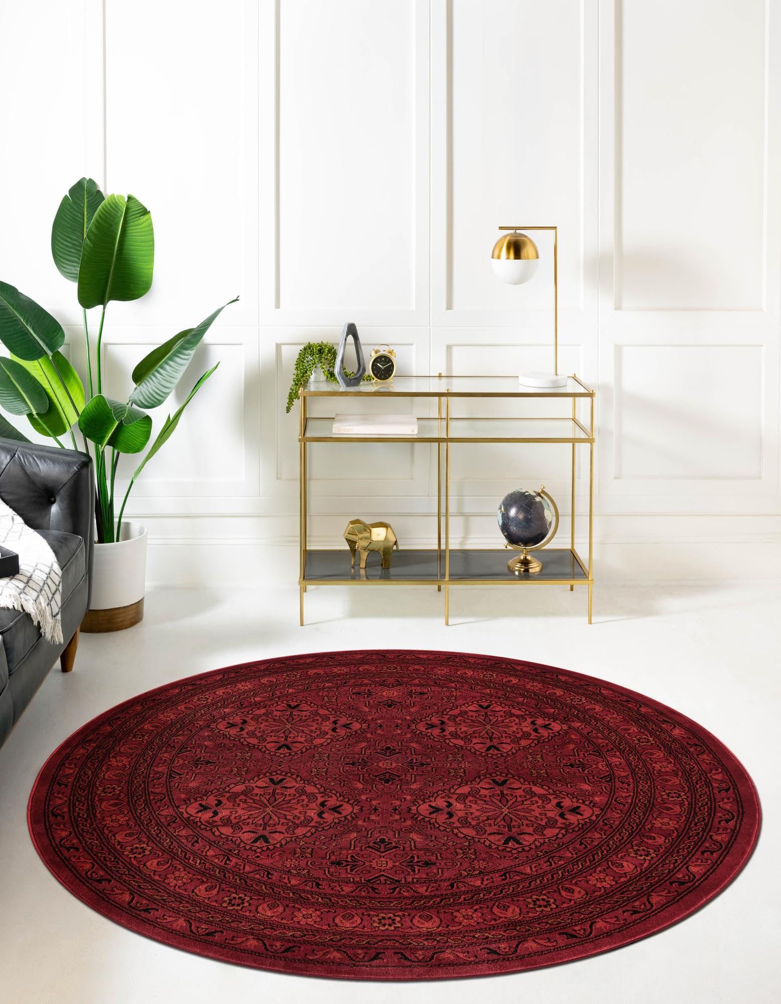 Rugs.com Bokhara Collection Rug – 3 Ft Round Red Medium-Pile Rug Perfect for Kitchens, Dining Rooms - Image 4