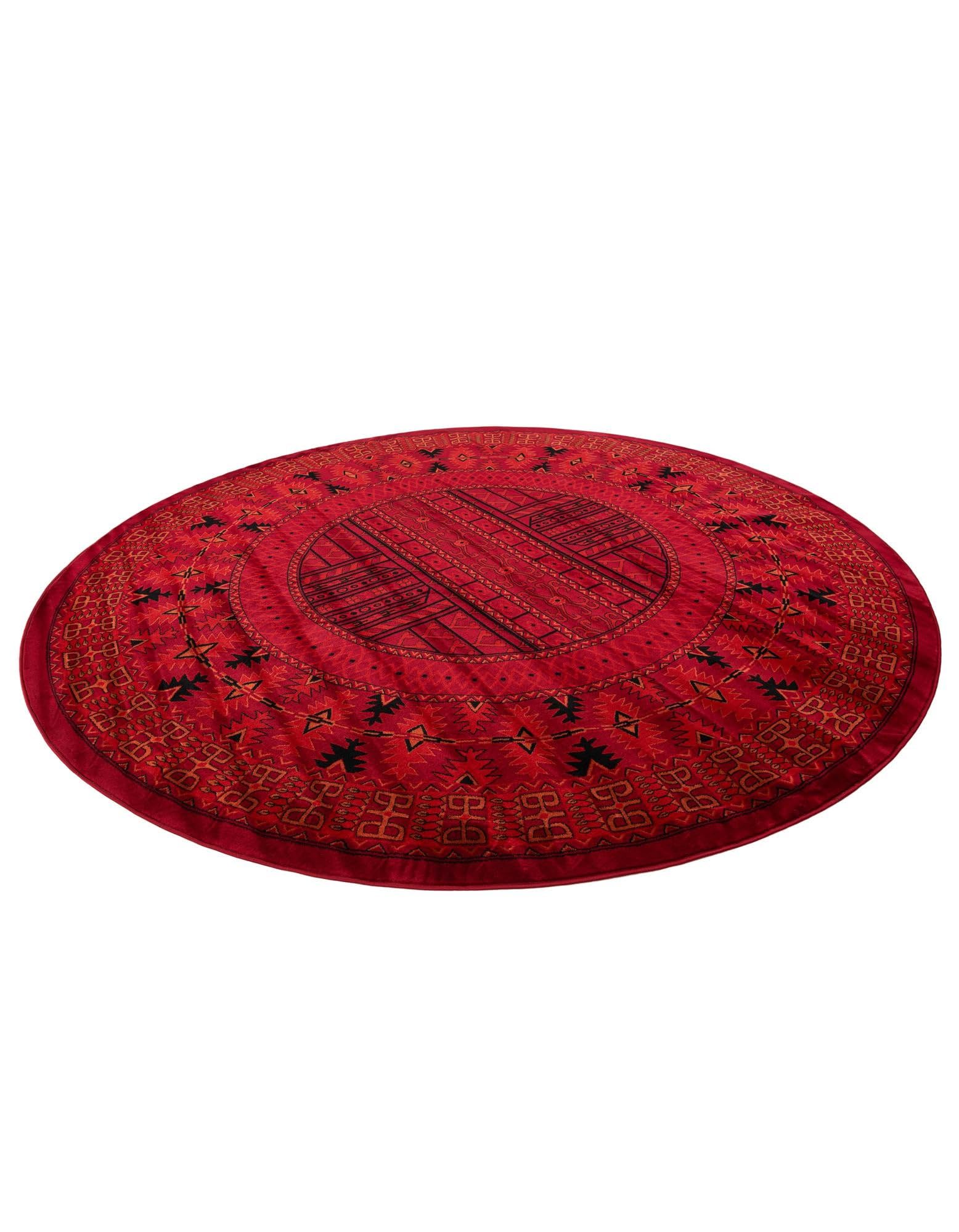 Rugs.com Bokhara Collection Rug – 10 Ft Round Red Medium-Pile Rug Perfect for Kitchens, Dining Rooms - Image 3