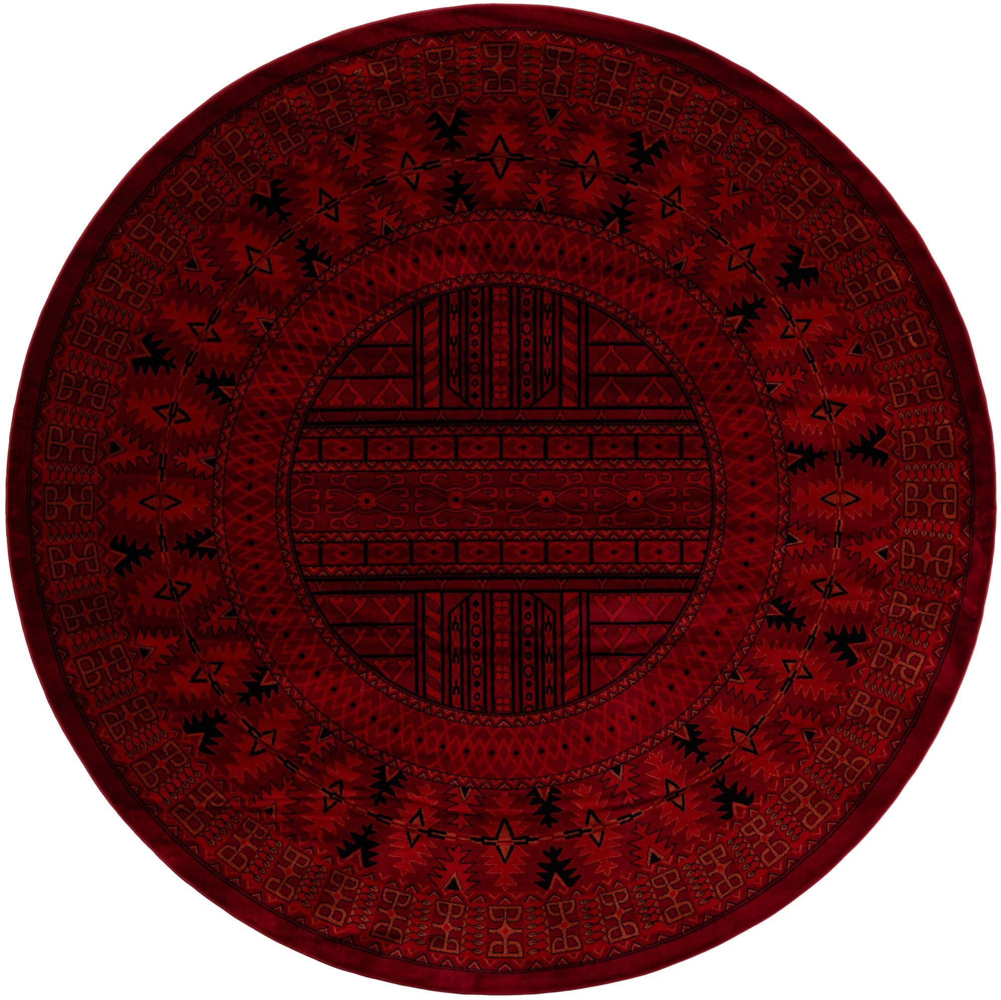 Rugs.com Bokhara Collection Rug – 10 Ft Round Red Medium-Pile Rug Perfect for Kitchens, Dining Rooms - Image 4