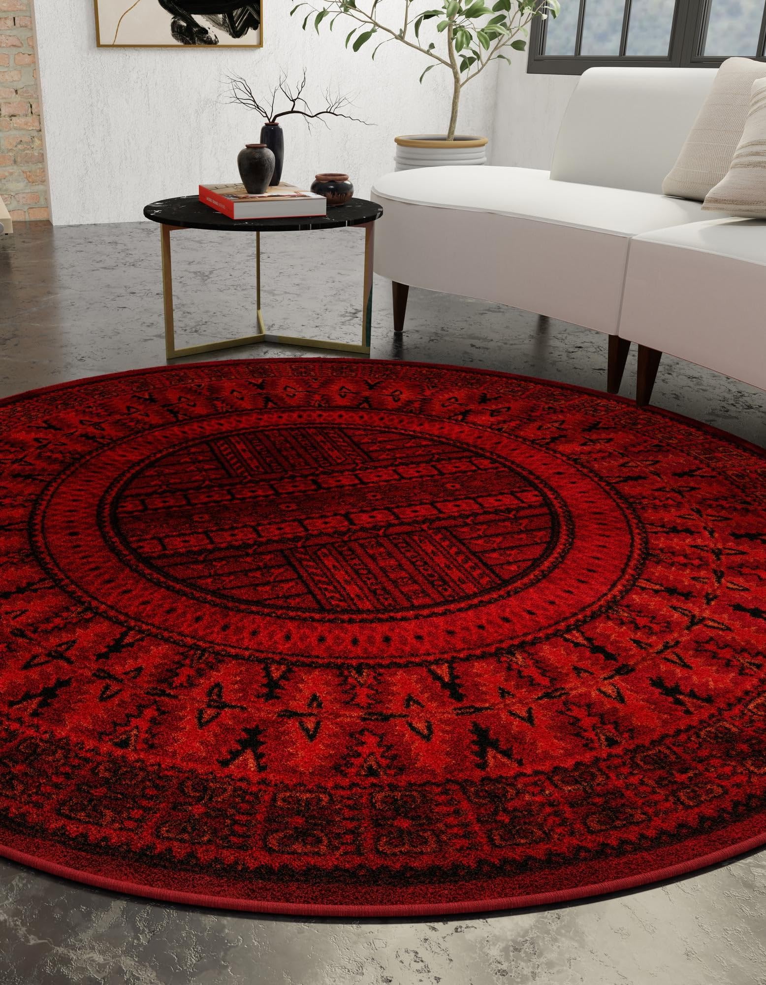 Rugs.com Bokhara Collection Rug – 10 Ft Round Red Medium-Pile Rug Perfect for Kitchens, Dining Rooms - Image 5