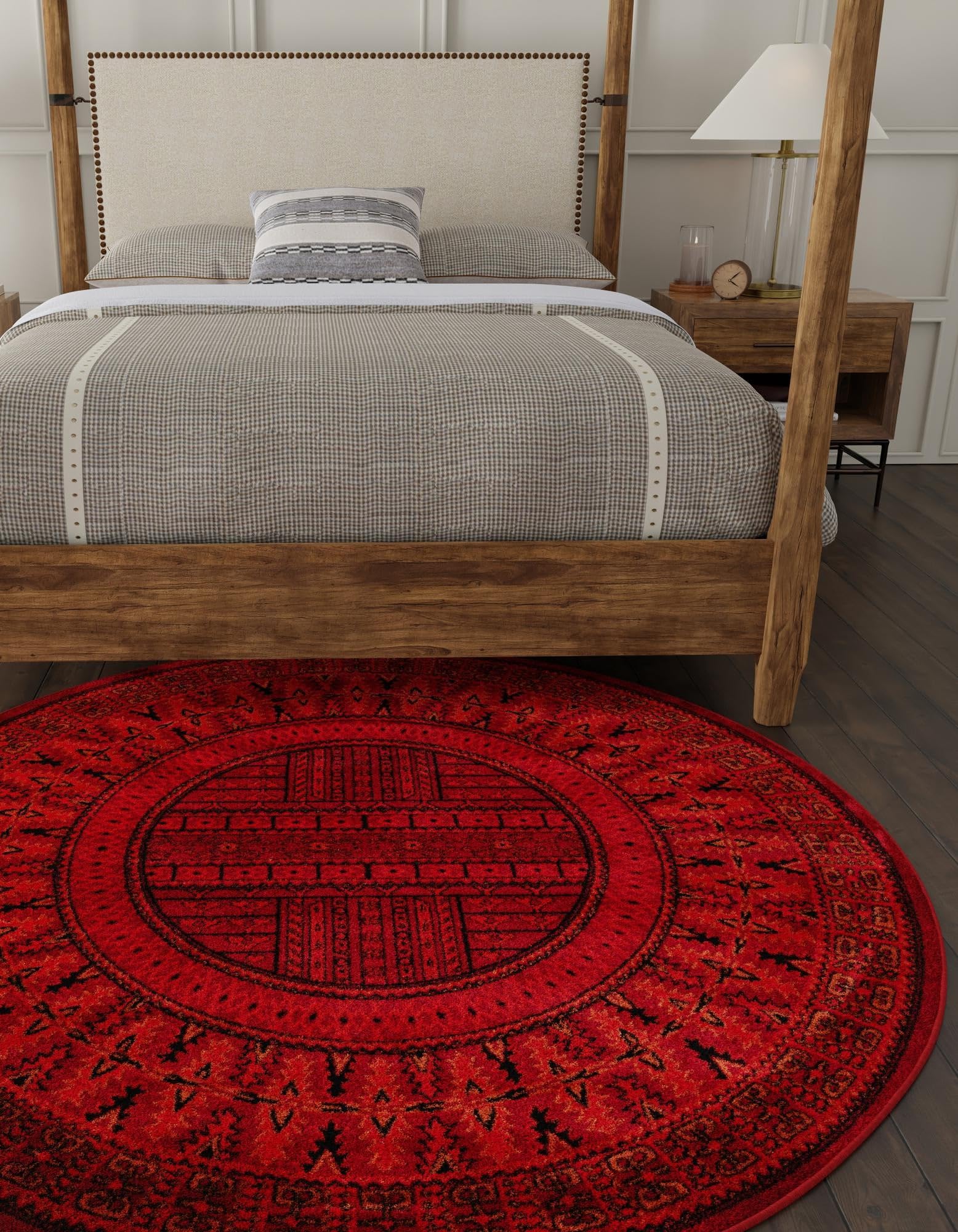 Rugs.com Bokhara Collection Rug – 10 Ft Round Red Medium-Pile Rug Perfect for Kitchens, Dining Rooms - Image 7