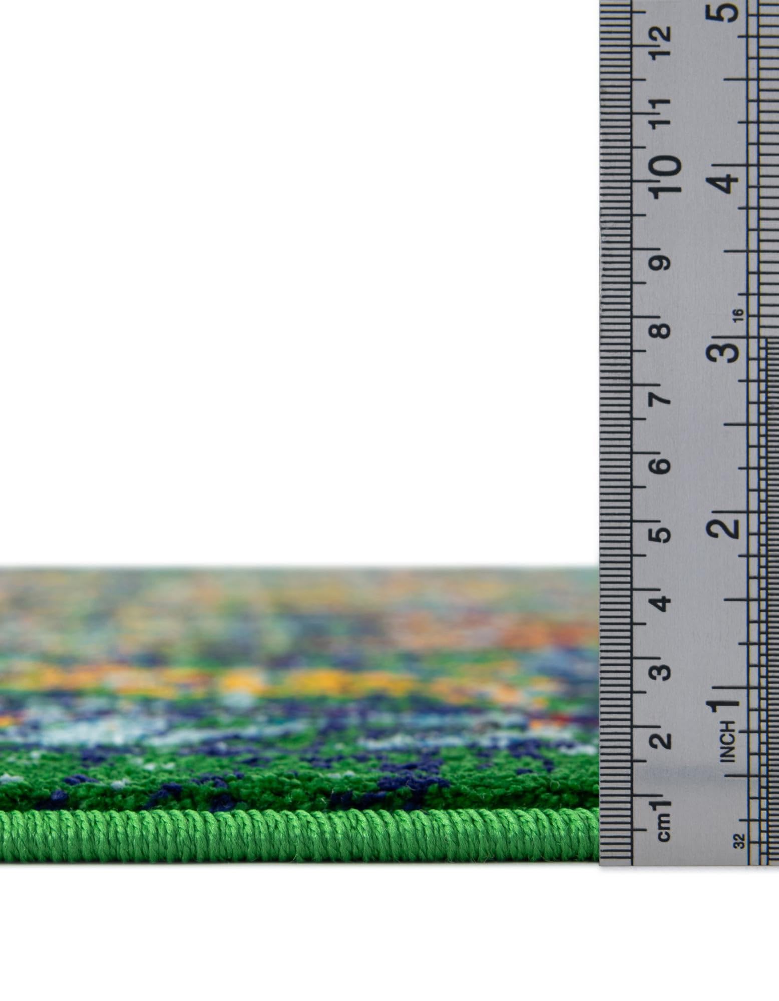 Rugs.com Calypso Collection Rug – 12 Ft Runner Green Medium-Pile Rug Perfect for Hallways, Entryways - Image 3