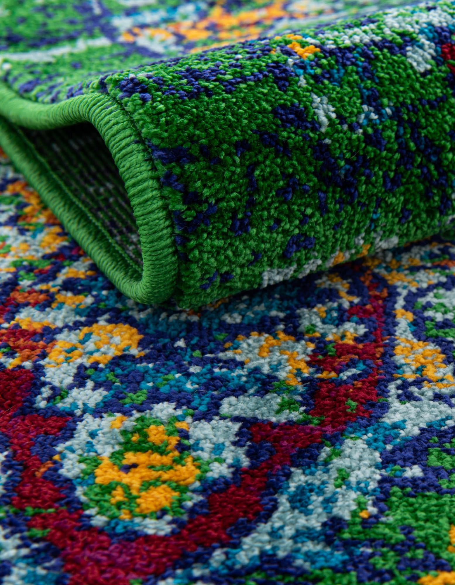 Rugs.com Calypso Collection Rug – 12 Ft Runner Green Medium-Pile Rug Perfect for Hallways, Entryways - Image 6