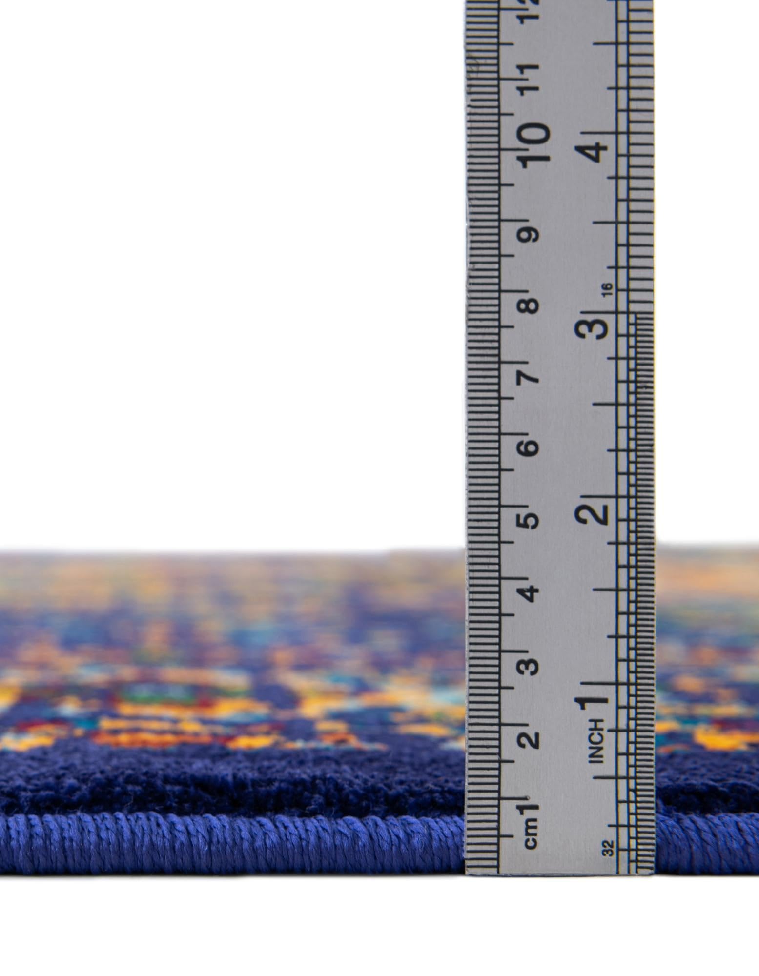 Rugs.com Calypso Collection Rug – 12 Ft Runner Navy Blue Medium-Pile Rug Perfect for Hallways, Entryways - Image 3