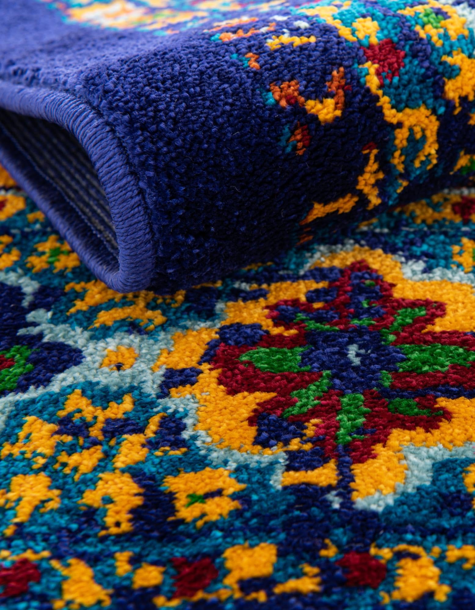 Rugs.com Calypso Collection Rug – 12 Ft Runner Navy Blue Medium-Pile Rug Perfect for Hallways, Entryways - Image 6