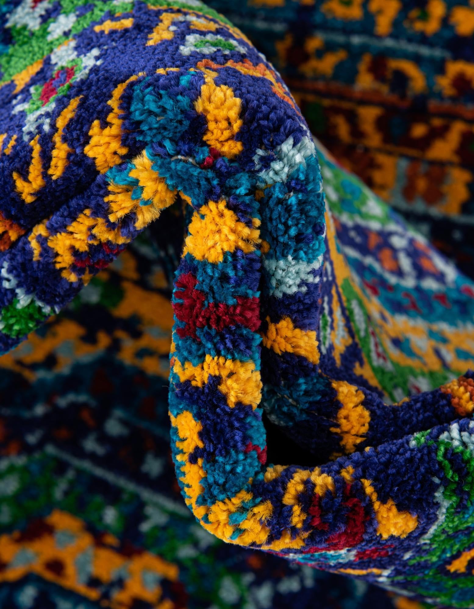 Rugs.com Calypso Collection Rug – 12 Ft Runner Navy Blue Medium-Pile Rug Perfect for Hallways, Entryways - Image 8