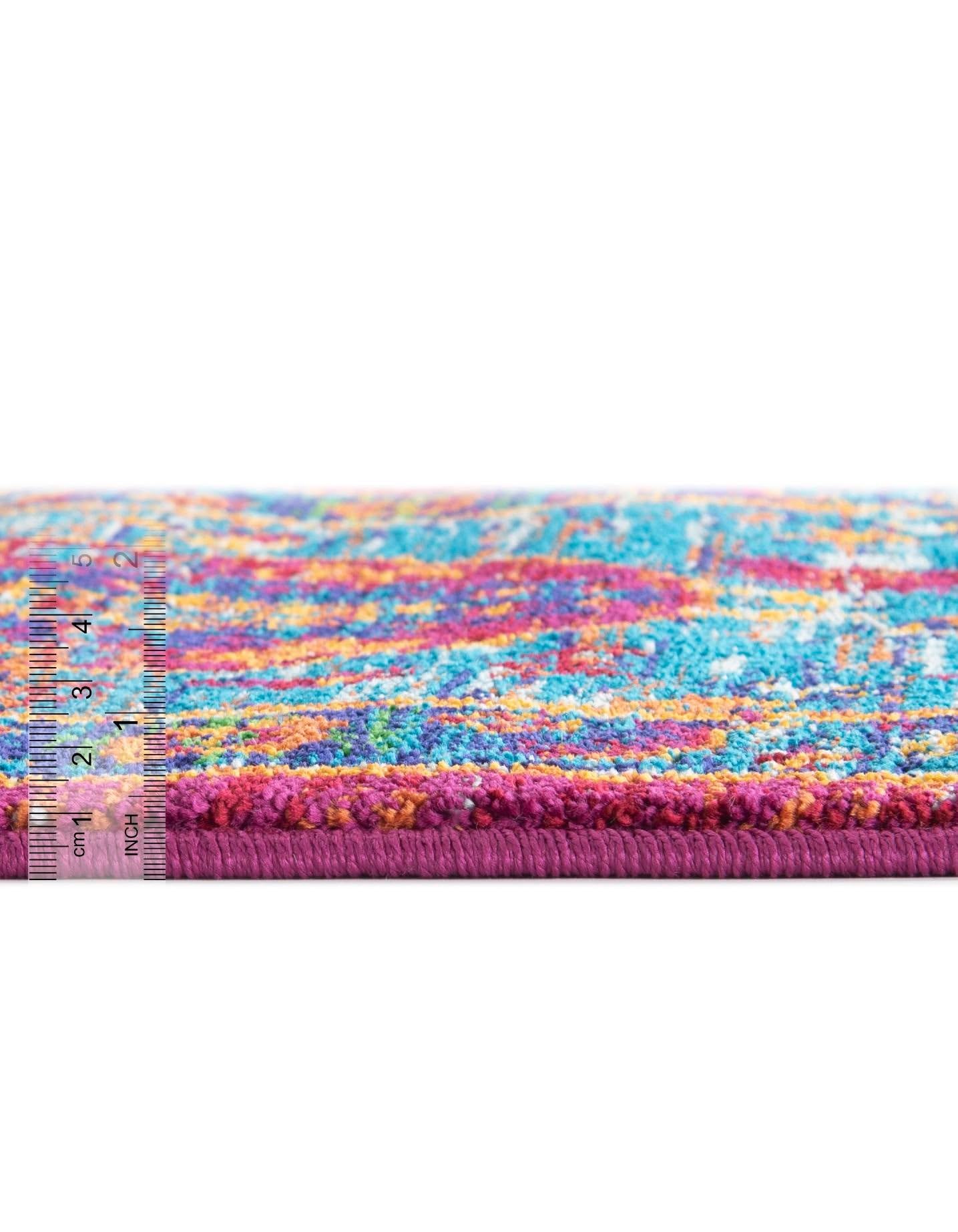 Rugs.com Calypso Collection Rug – 12 Ft Runner Pink Blue Medium-Pile Rug Perfect for Hallways, Entryways - Image 4