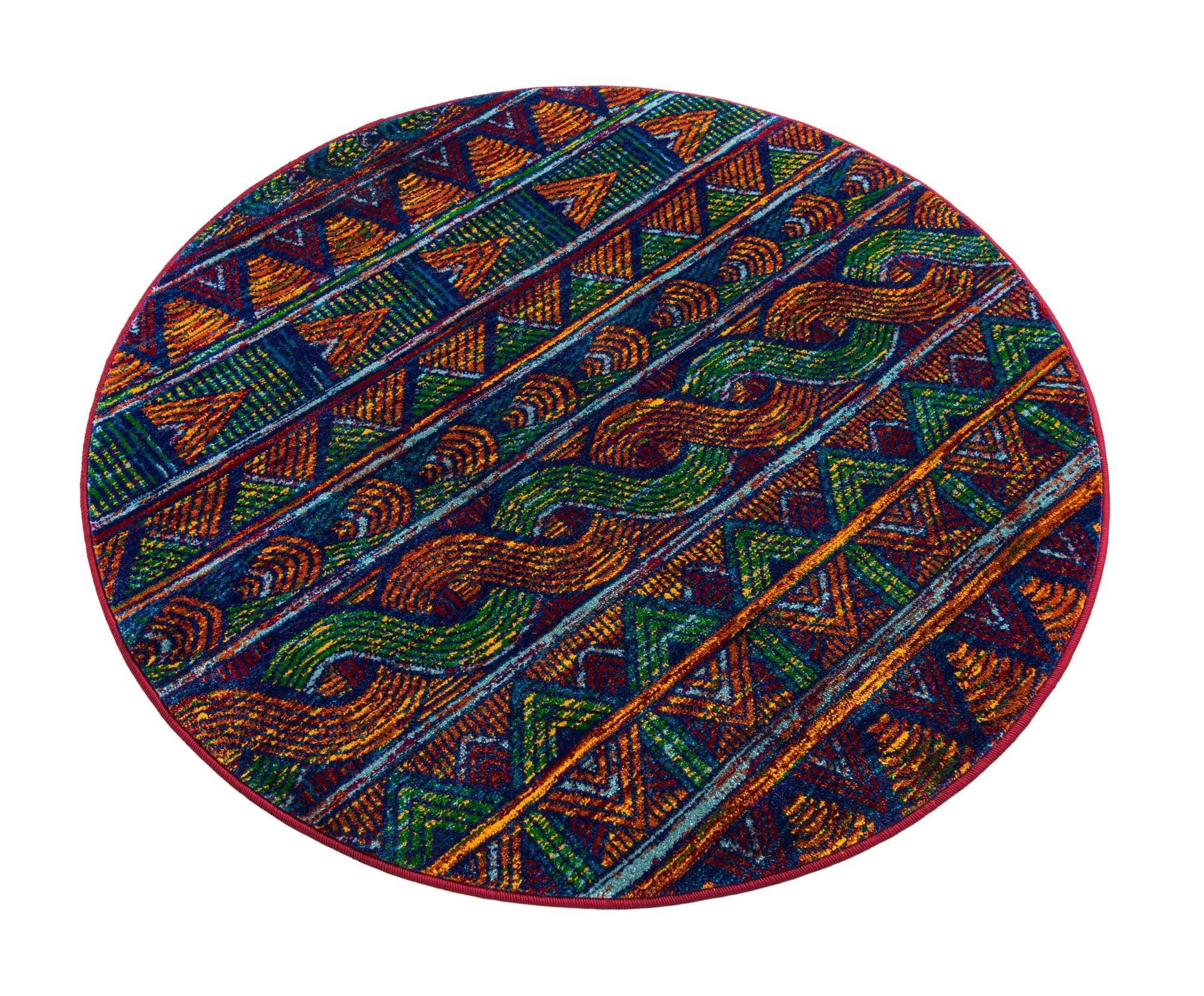 Rugs.com Calypso Collection Rug – 4 Ft Round Multi Medium-Pile Rug Perfect for Kitchens, Dining Rooms - Image 4