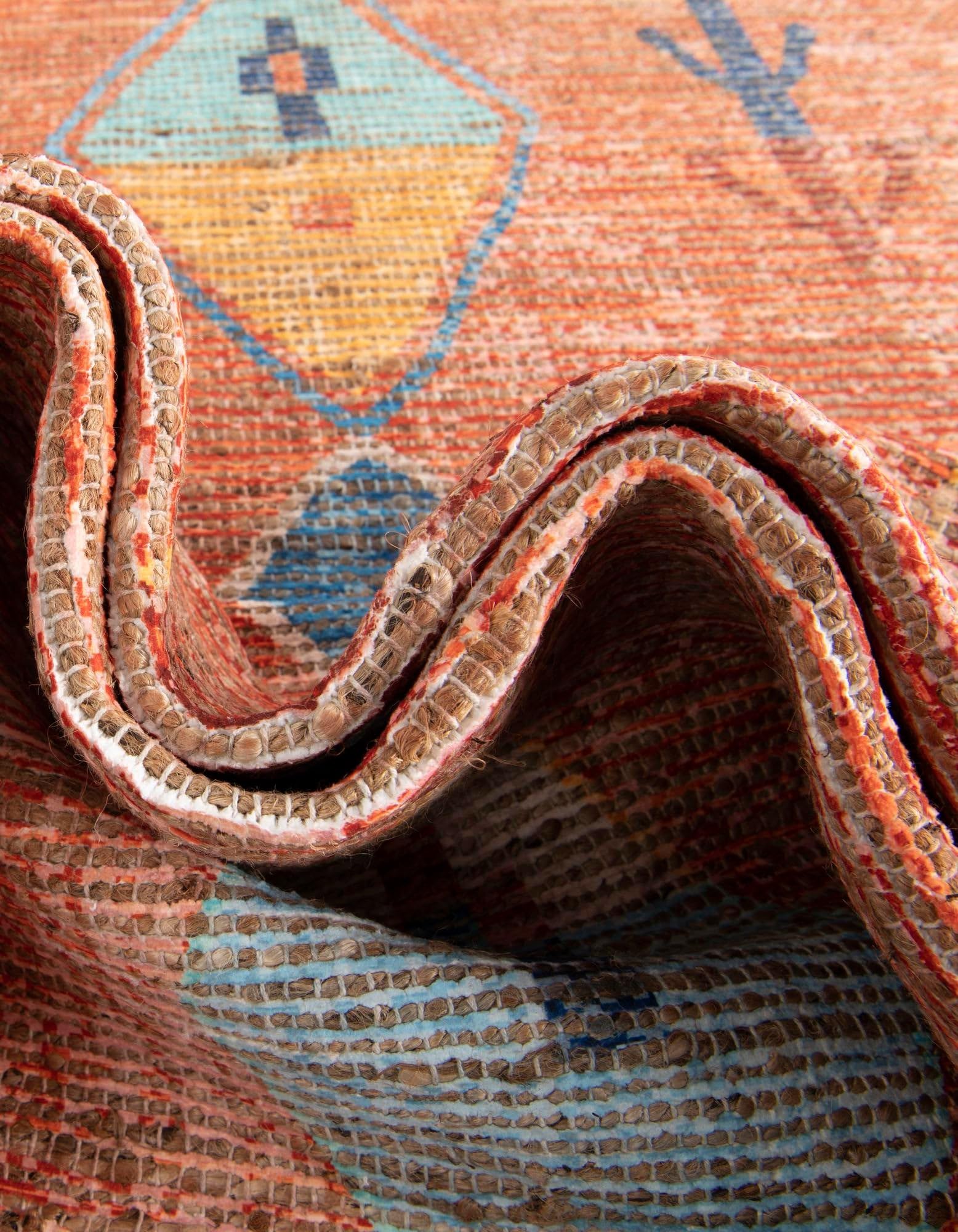 Rugs.com Chenille Jute Collection Rug – 8 Ft Square Rust Red Medium-Pile Rug Perfect for Living Rooms, Kitchens, Entryways - Image 6