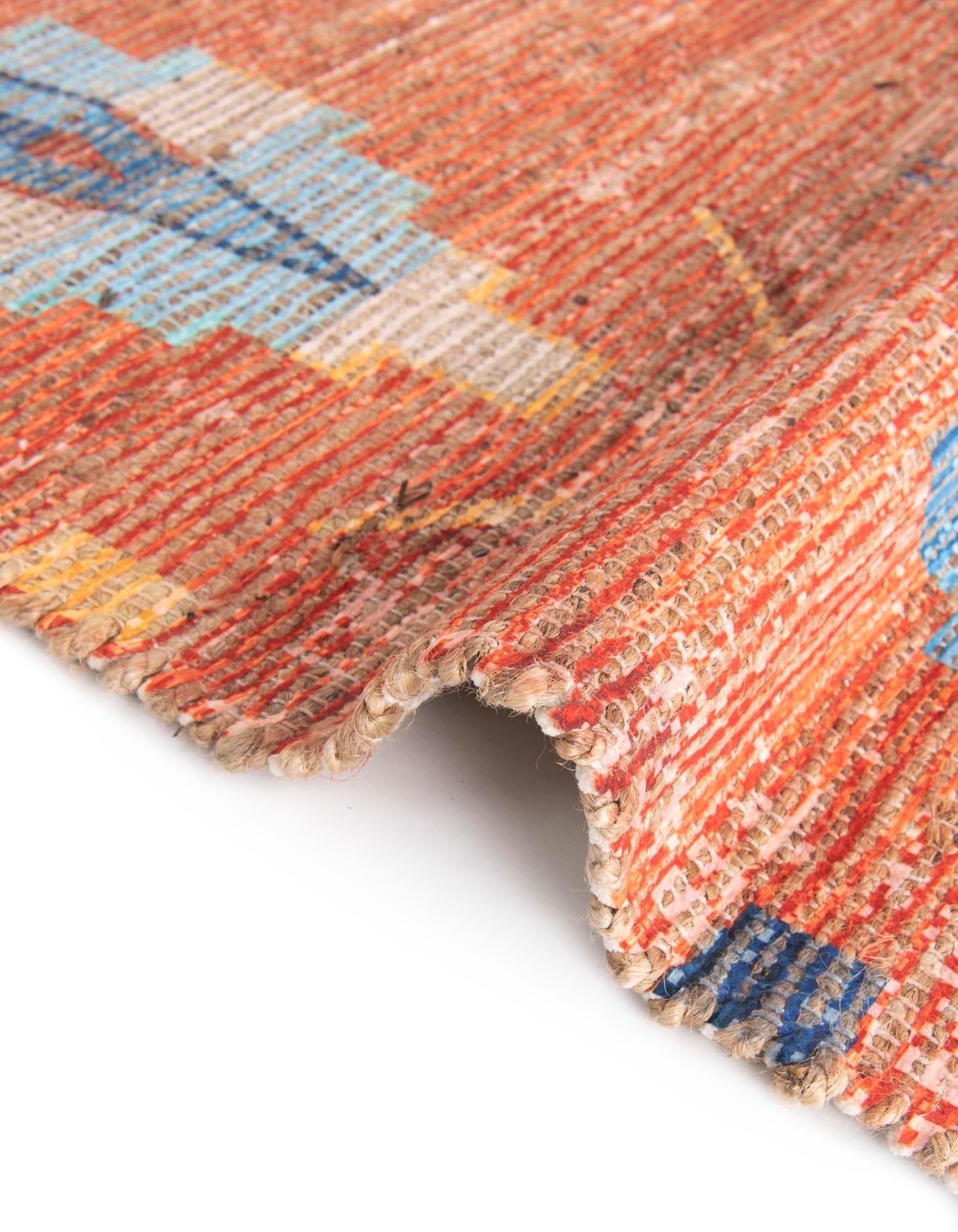 Rugs.com Chenille Jute Collection Rug – 8 Ft Square Rust Red Medium-Pile Rug Perfect for Living Rooms, Kitchens, Entryways - Image 8