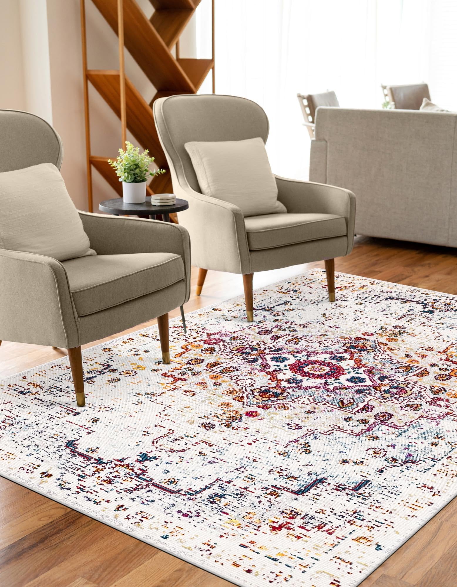 Rugs.com Downtown Collection Rug – 8 Ft Round Multi Medium-Pile Rug Perfect for Kitchens, Dining Rooms - Image 7