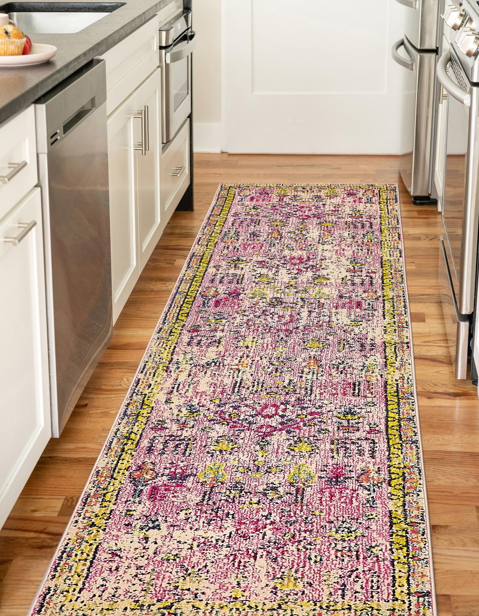 Rugs.com El Paso Collection Rug – 12 Ft Runner Pink Medium-Pile Rug Perfect for Hallways, Entryways - Image 3