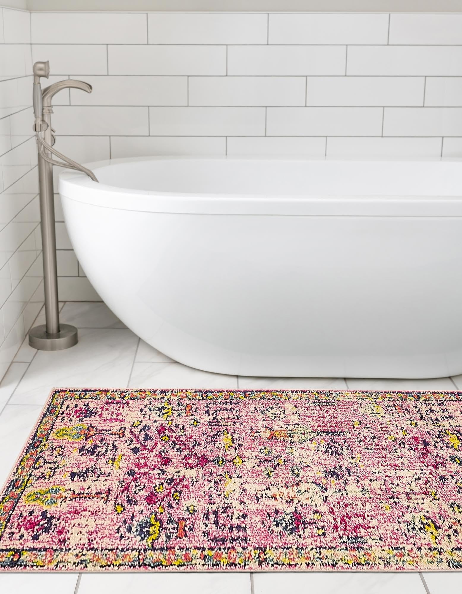 Rugs.com El Paso Collection Rug – 12 Ft Runner Pink Medium-Pile Rug Perfect for Hallways, Entryways - Image 4