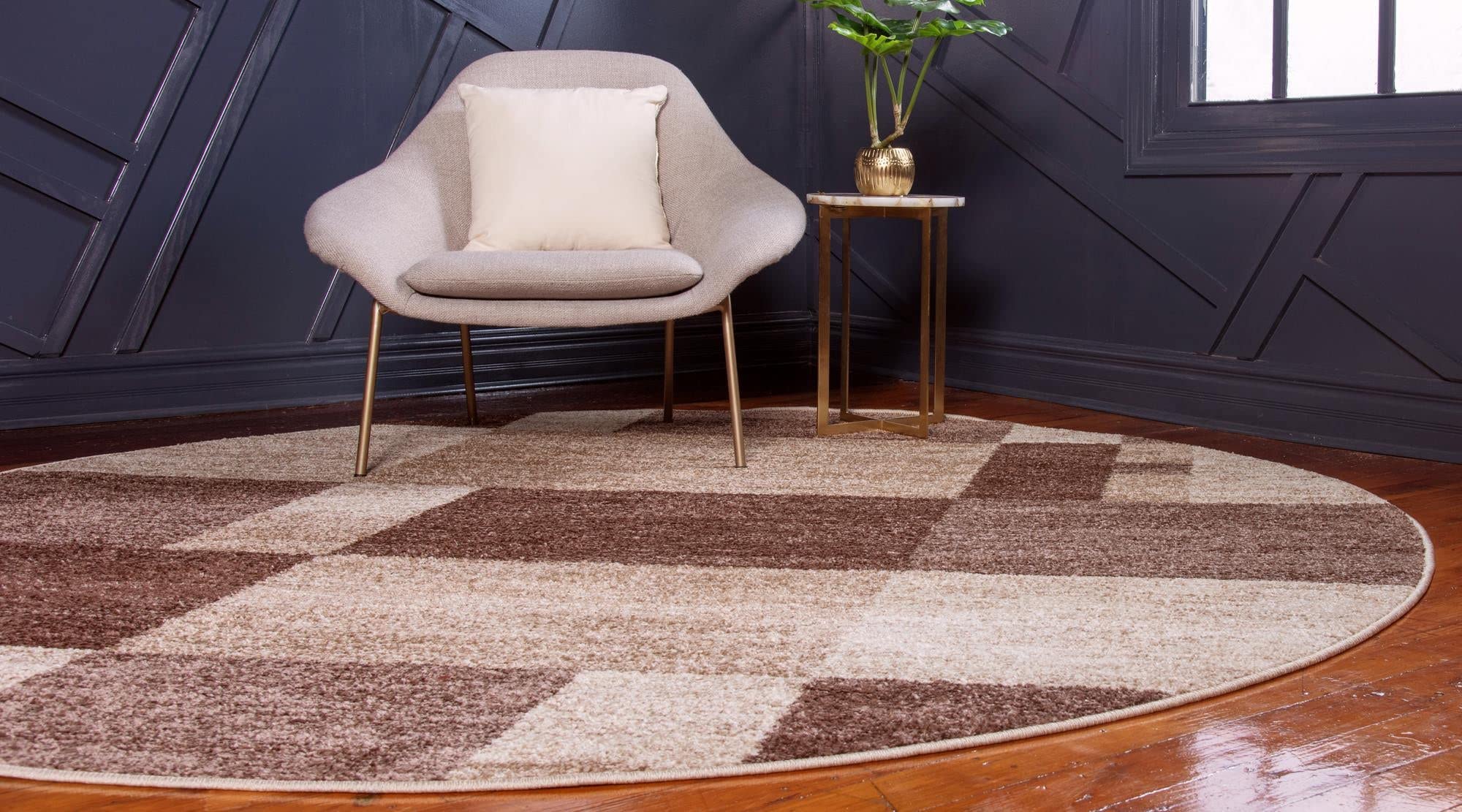 Rugs.com Equinox Collection Rug – 4 Ft Round Light Brown Low-Pile Rug Perfect for Kitchens, Dining Rooms - Image 3