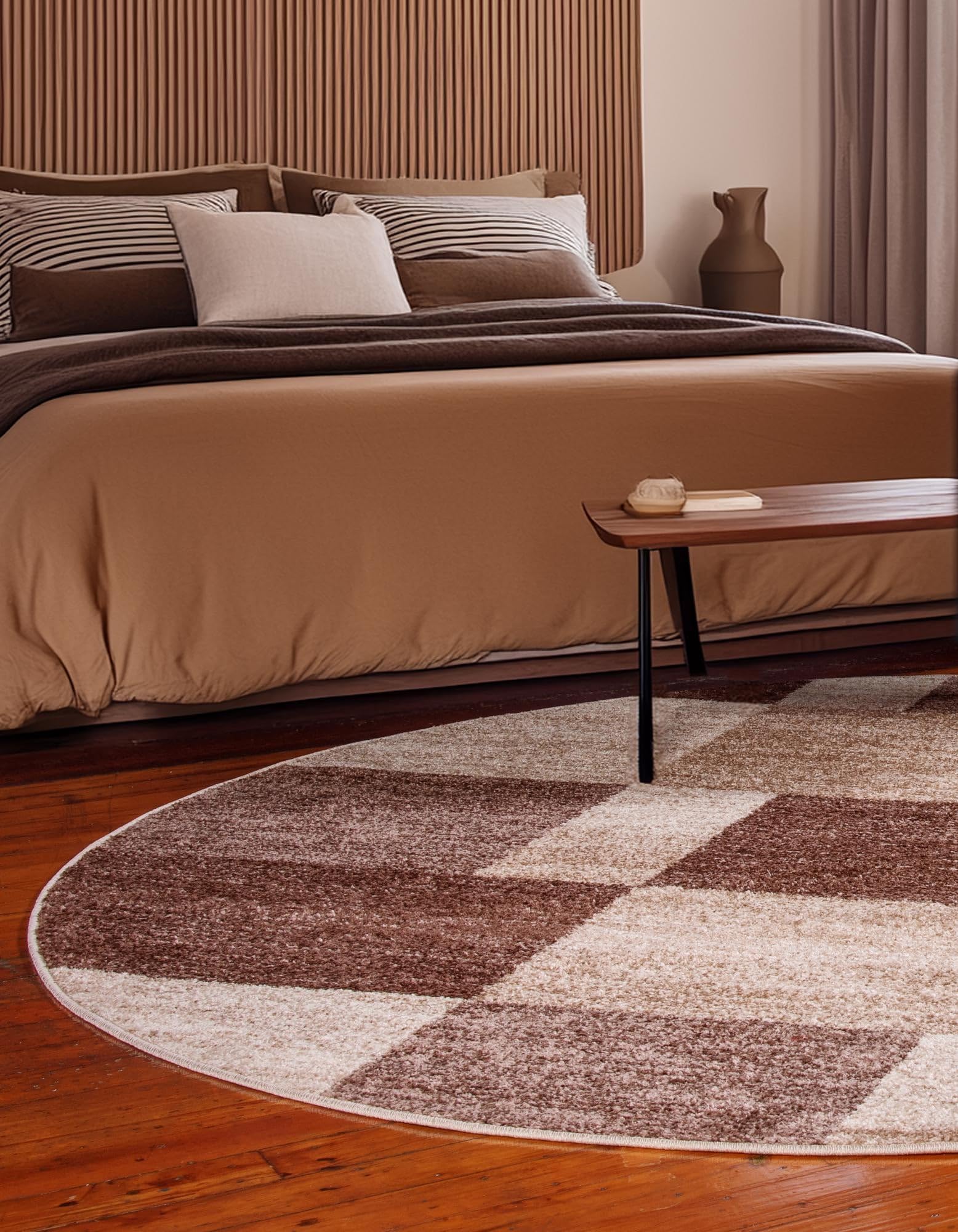 Rugs.com Equinox Collection Rug – 4 Ft Round Light Brown Low-Pile Rug Perfect for Kitchens, Dining Rooms - Image 4