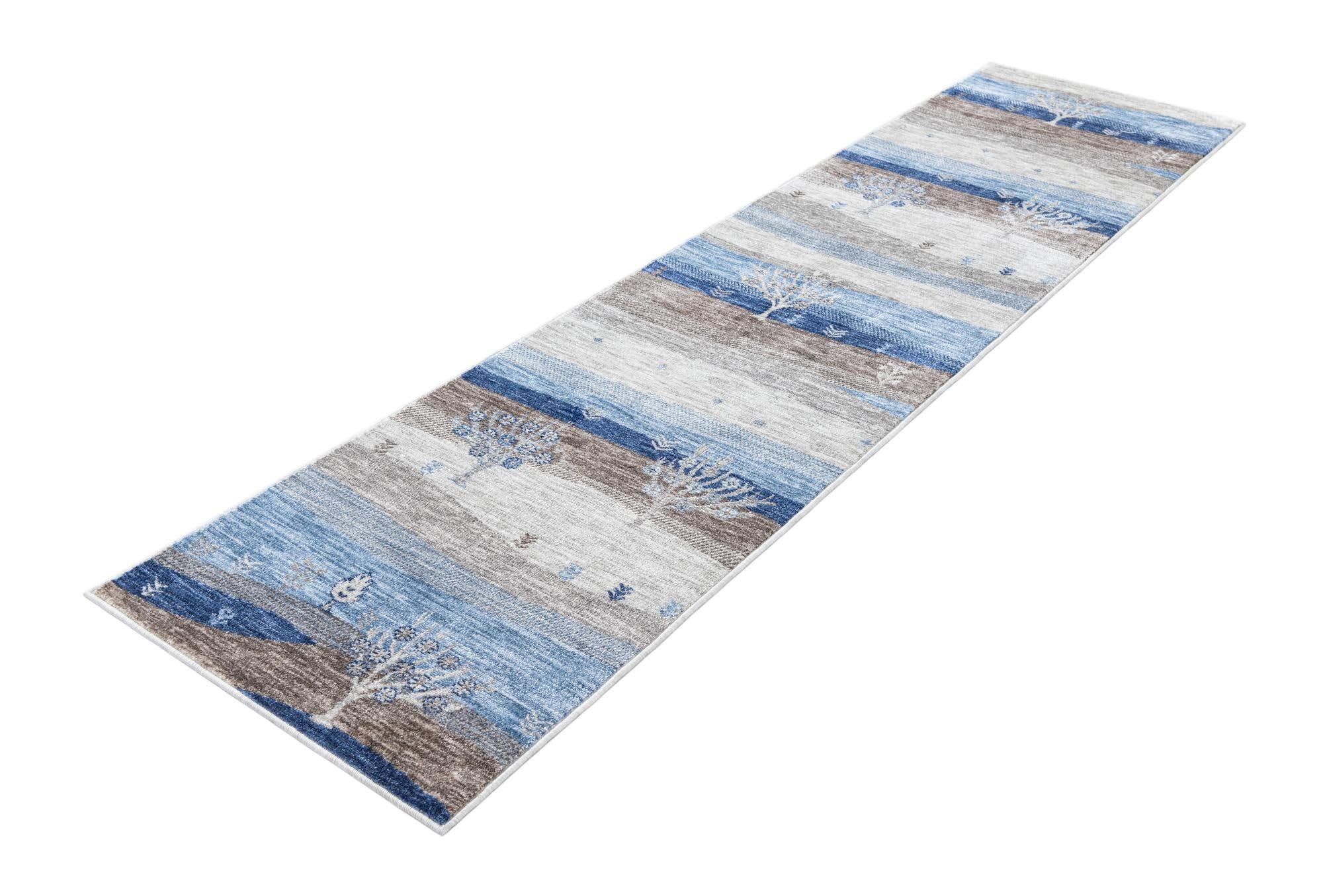 Rugs.com Gabbeh Collection Rug – 10 Ft Runner Blue Gray Medium-Pile Rug Perfect for Hallways, Entryways - Image 3
