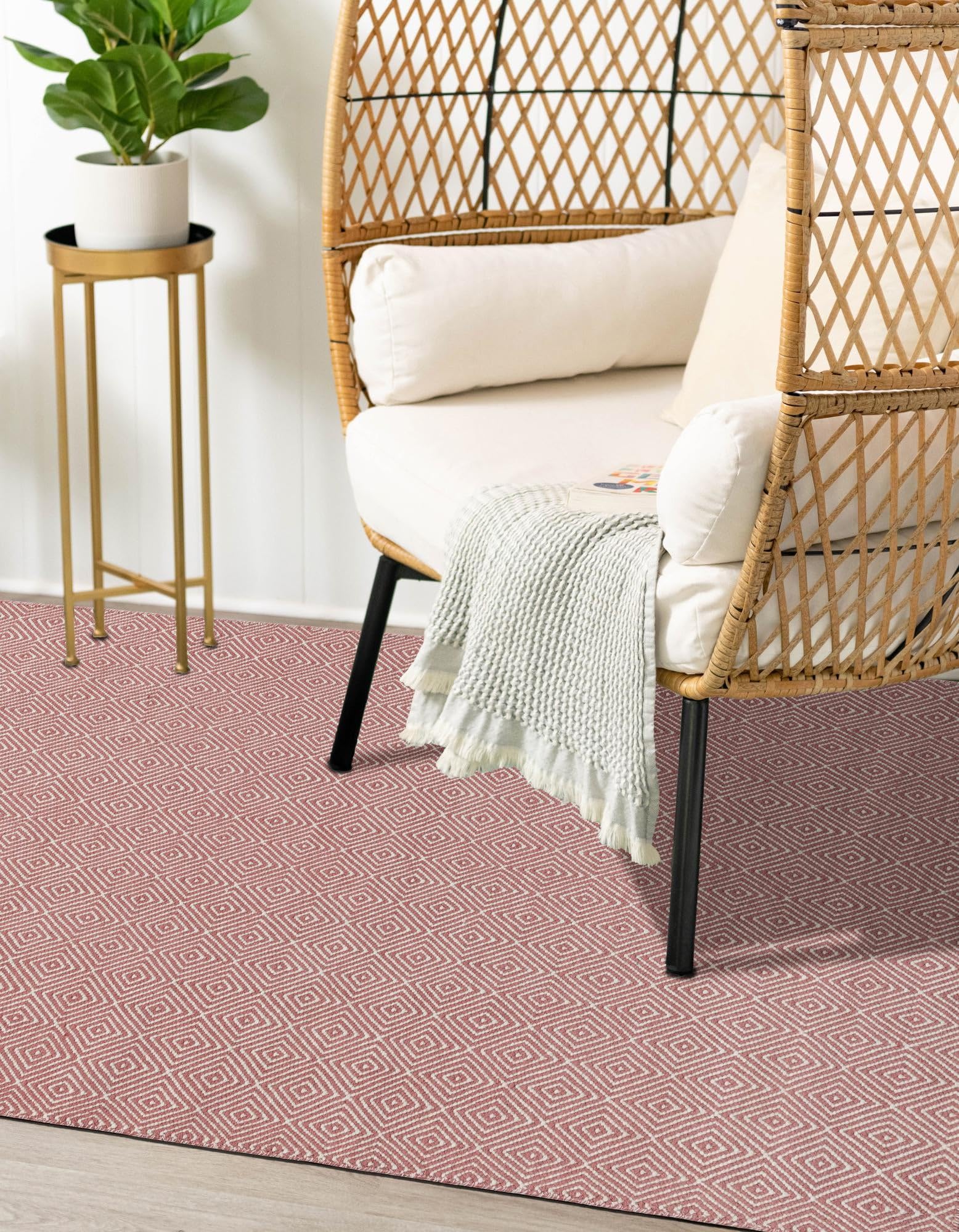Rugs.com Geo Trellis Flatweave Collection Rug – 2x3 Pink Flatweave-Pile Rug Perfect for Entryways, Kitchens, Breakfast Nooks, Accent Pieces - Image 8