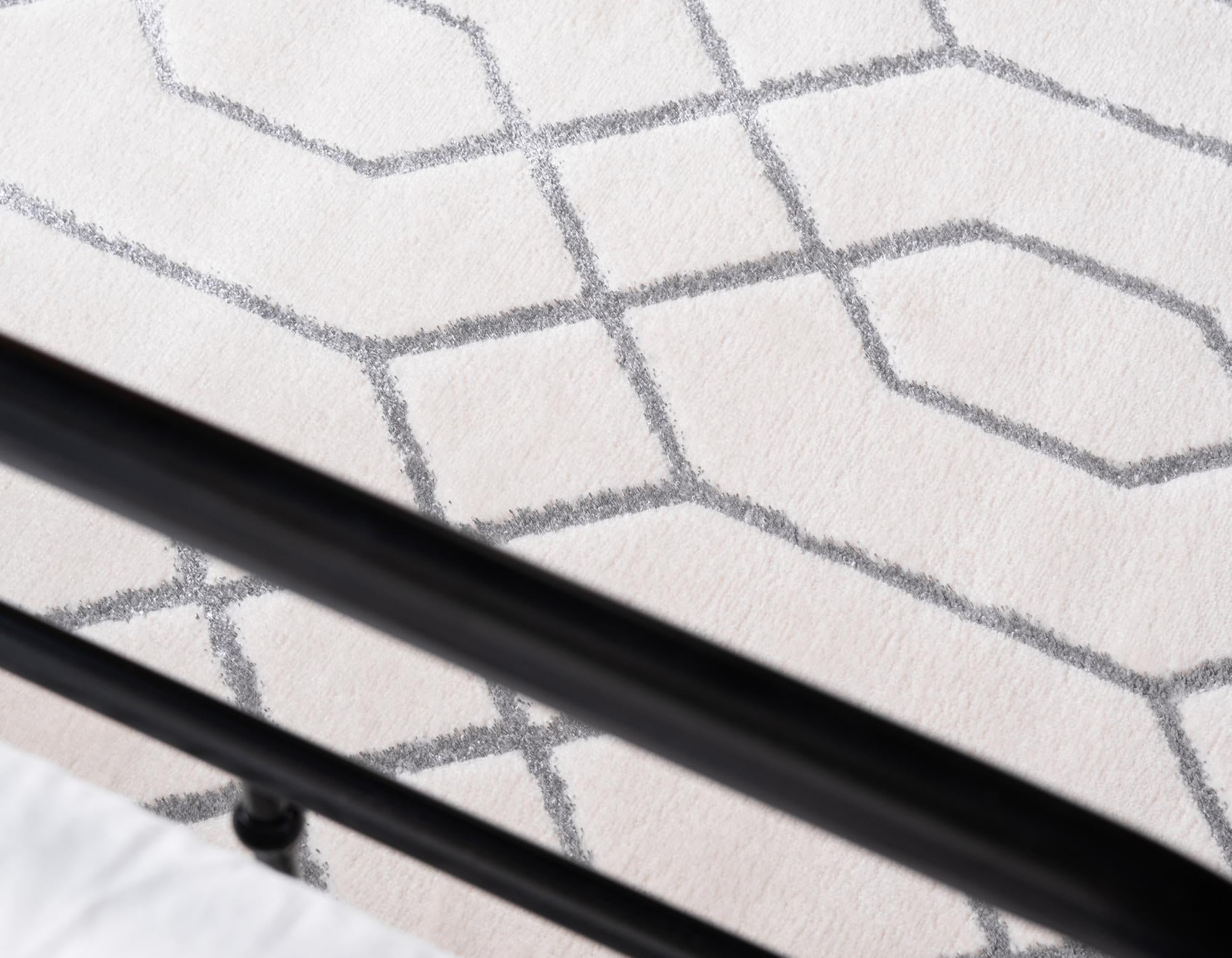 Rugs.com Glam Collection Rug – 9x12 White Silver Medium-Pile Rug Perfect for Living Rooms, Large Dining Rooms, Open Floorplans - Image 6