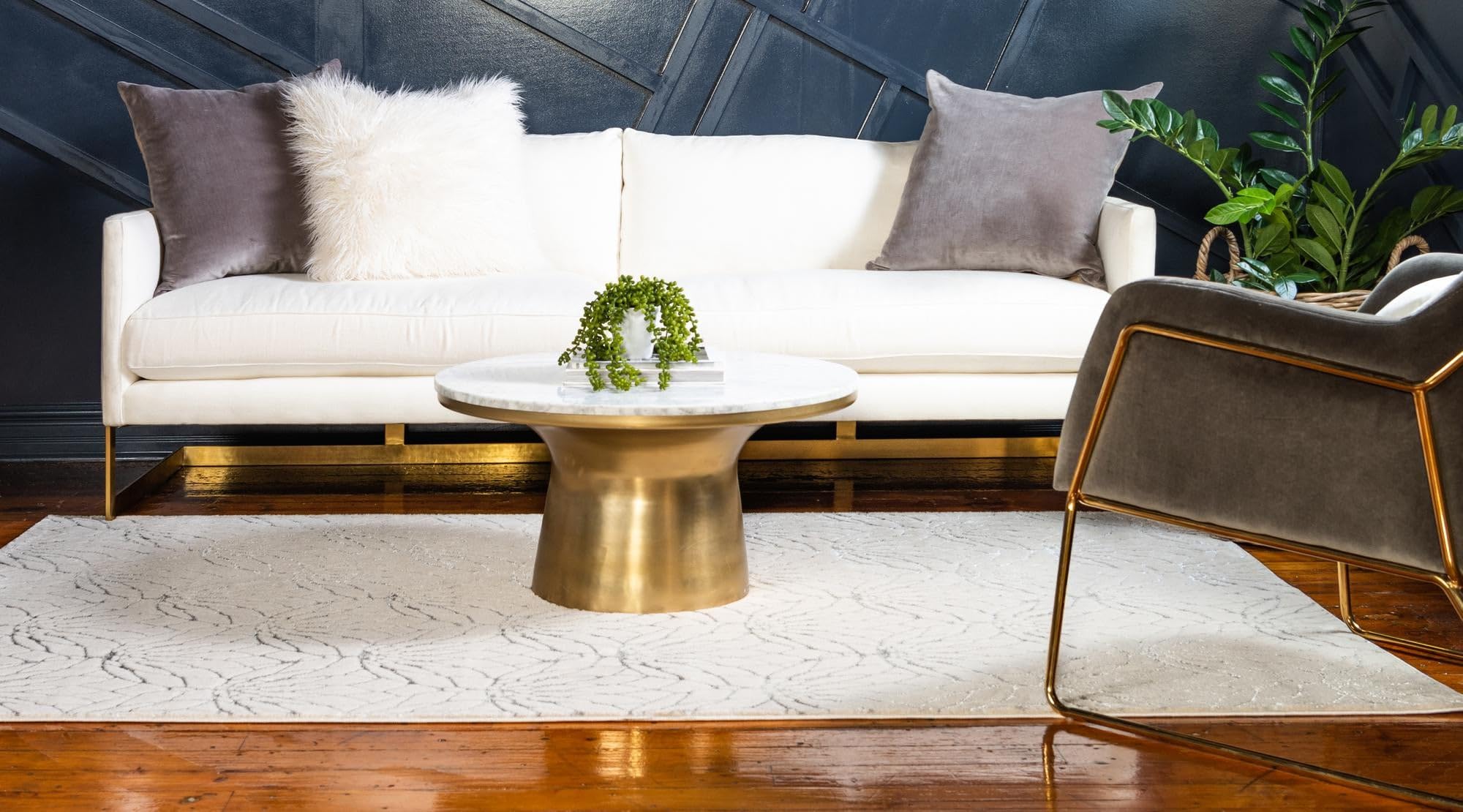 Rugs.com Glam Collection Rug – 9x12 White Silver Medium-Pile Rug Perfect for Living Rooms, Large Dining Rooms, Open Floorplans - Image 4