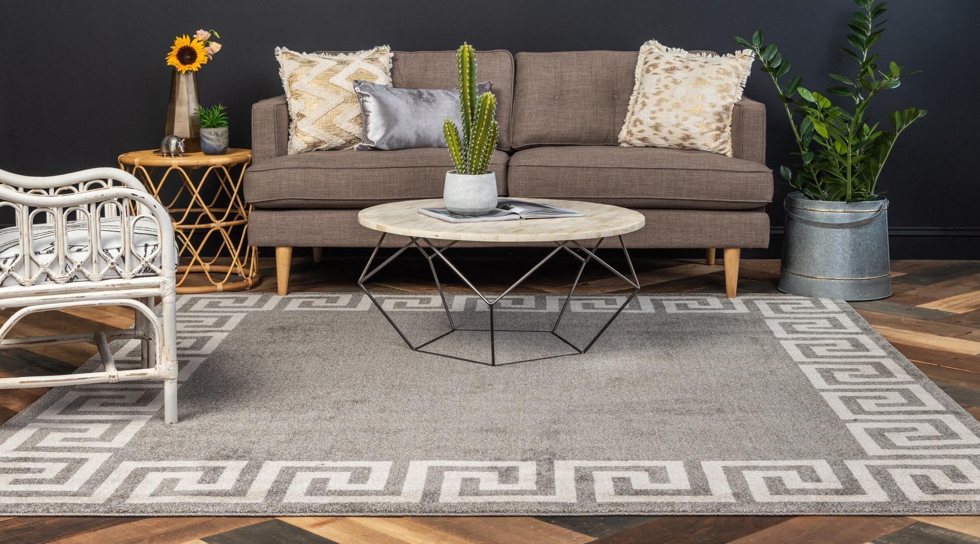 Rugs.com Hera Collection Rug – 8 Ft Square Gray Medium-Pile Rug Perfect for Living Rooms, Kitchens, Entryways - Image 3