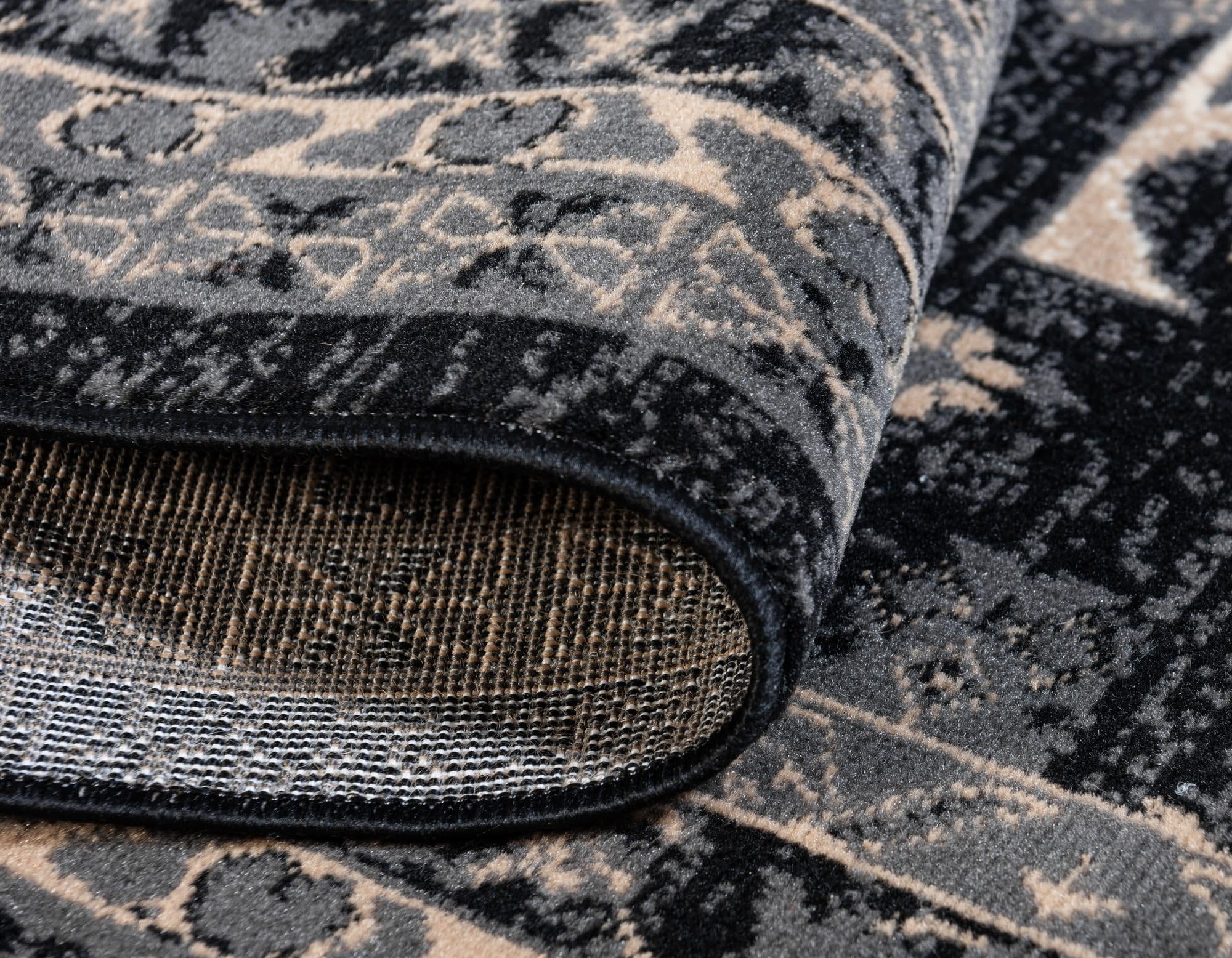 Rugs.com Heris Collection Rug – 10 Ft Runner Black Medium-Pile Rug Perfect for Hallways, Entryways - Image 7