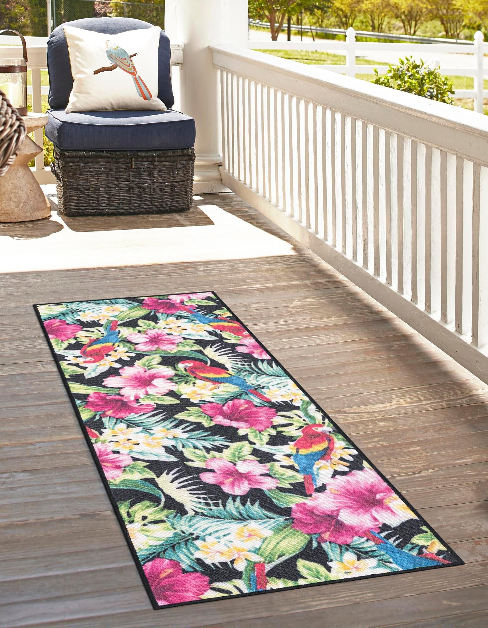 Rugs.com Jill Zarin Caribbean Indoor/Outdoor Collection Rug – 10 Ft Runner Multi Flatweave-Pile Rug Perfect for Hallways, Entryways - Image 5