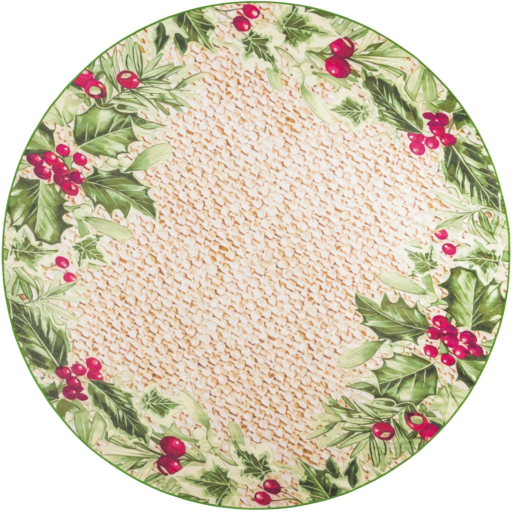 Rugs.com Jill Zarin Caribbean Indoor/Outdoor Collection Rug – 10 Ft Round Beige and Green Flatweave-Pile Rug Perfect for Kitchens, Dining Rooms - Image 4