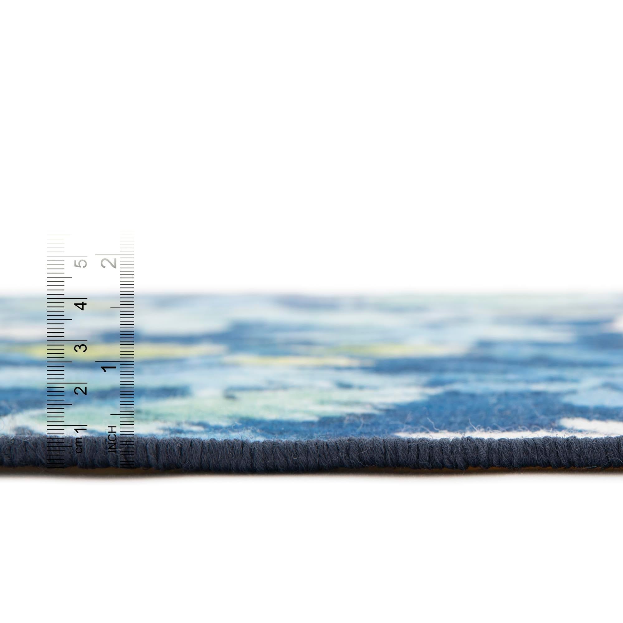 Rugs.com Jill Zarin Caribbean Indoor/Outdoor Collection Rug – 10 Ft Round Navy Blue Flatweave-Pile Rug Perfect for Kitchens, Dining Rooms - Image 8