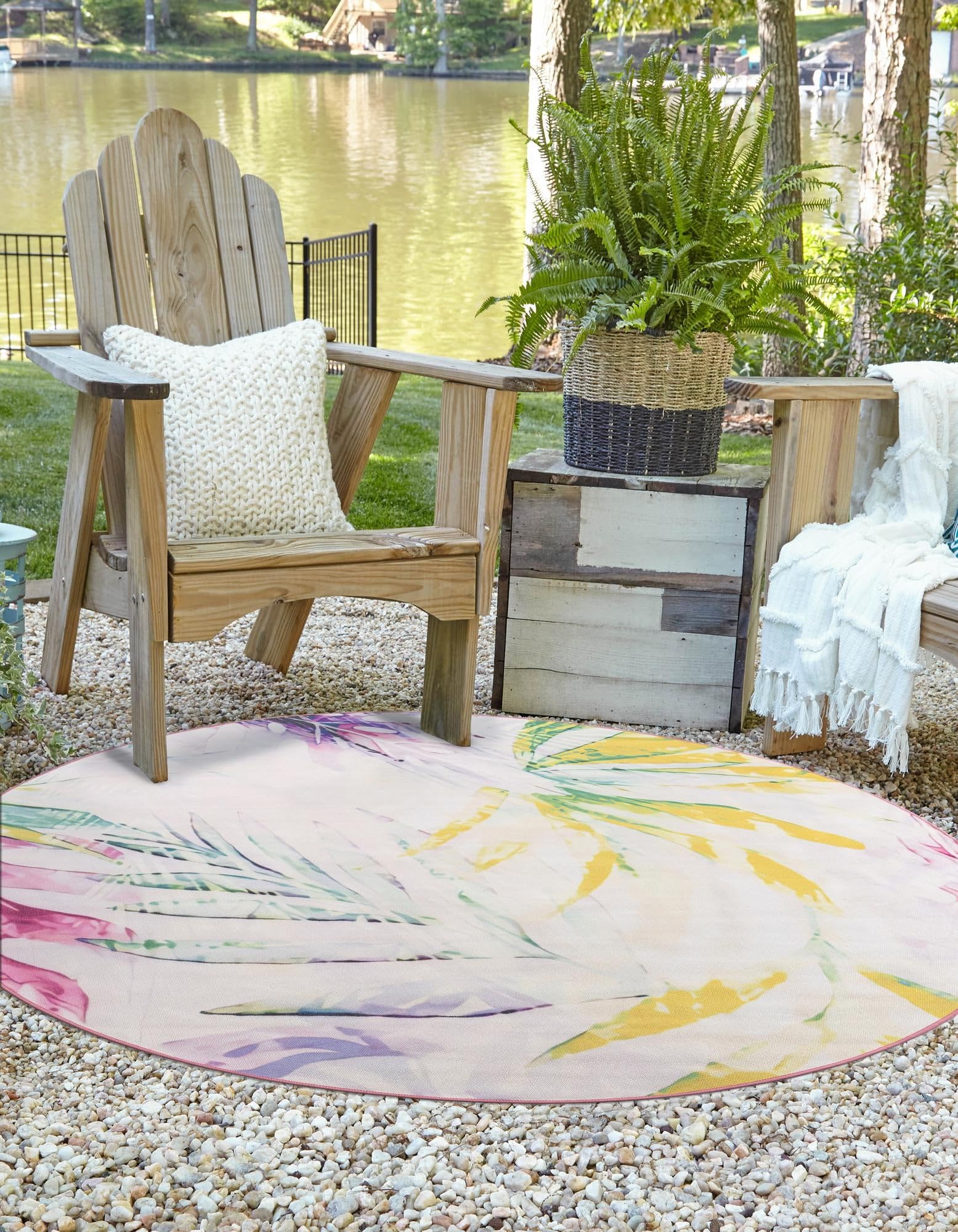 Rugs.com Jill Zarin Caribbean Indoor/Outdoor Collection Rug – 10 Ft Round Ivory Flatweave-Pile Rug Perfect for Kitchens, Dining Rooms - Image 5