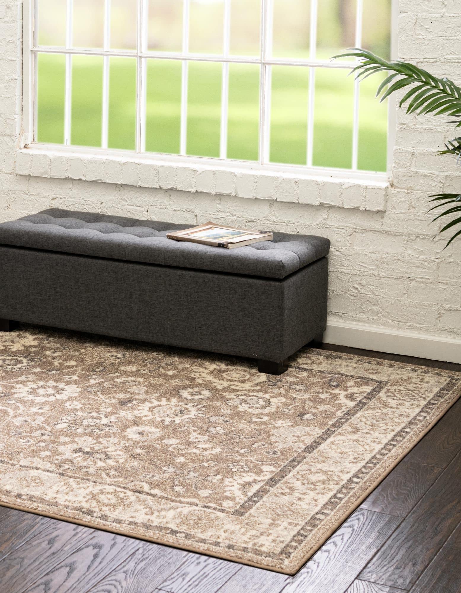 Rugs.com Madeline Collection Rug – 5' x 8' Beige Brown Medium Rug Perfect for Bedrooms, Dining Rooms, Living Rooms - Image 4