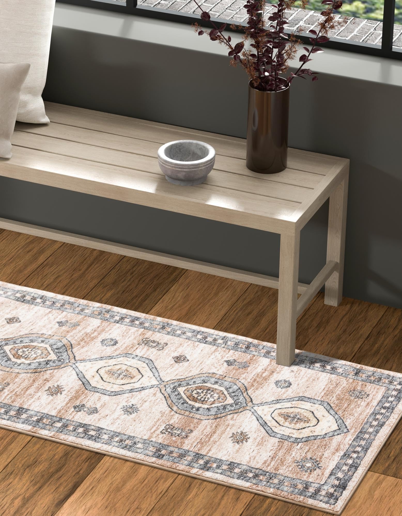 Rugs.com Medina Collection Rug – 10 Ft Runner Ivory and Beige Medium-Pile Rug Perfect for Hallways, Entryways - Image 7