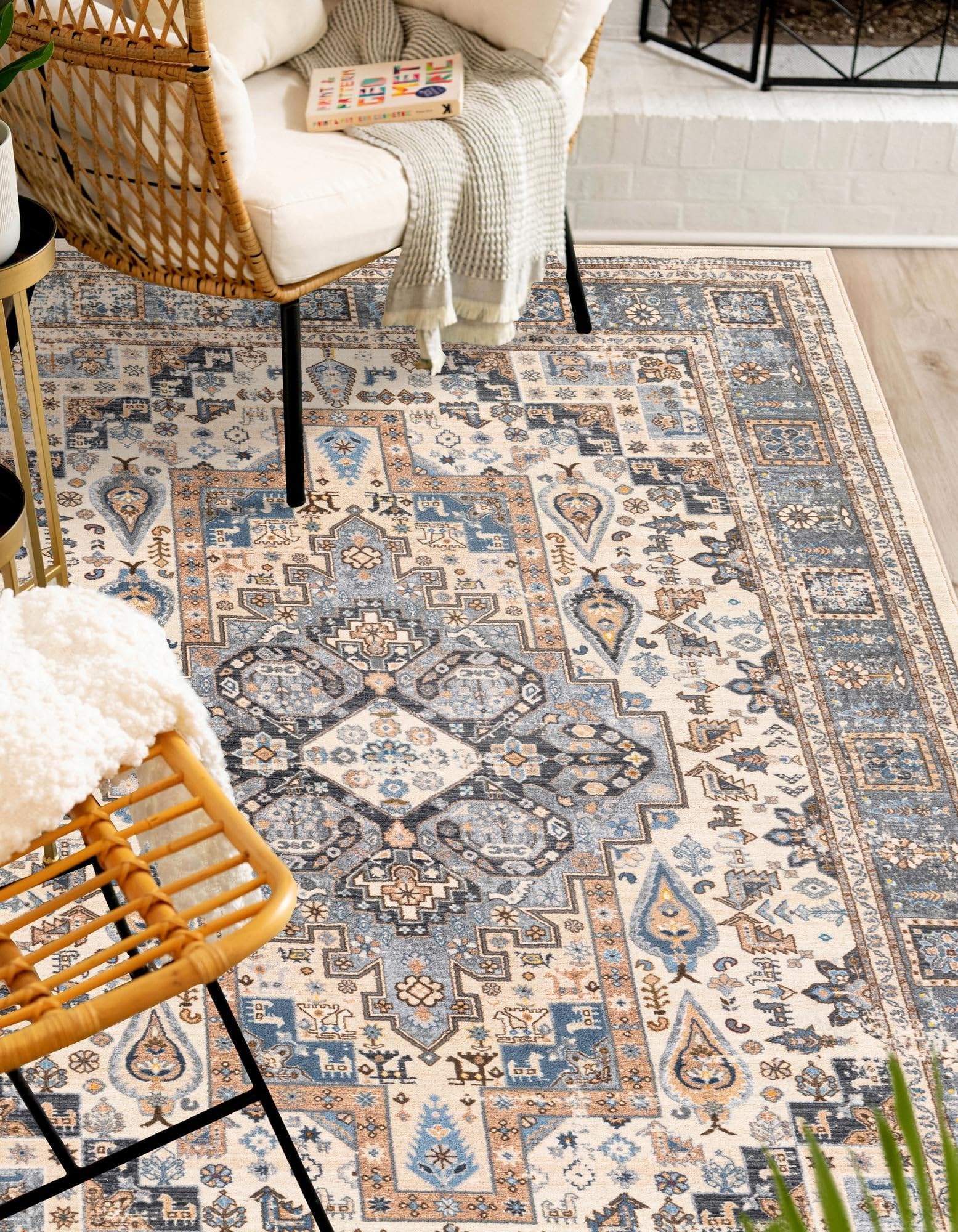 Rugs.com Medina Collection Rug – 2x3 Tan Medium-Pile Rug Perfect for Entryways, Kitchens, Breakfast Nooks, Accent Pieces - Image 9