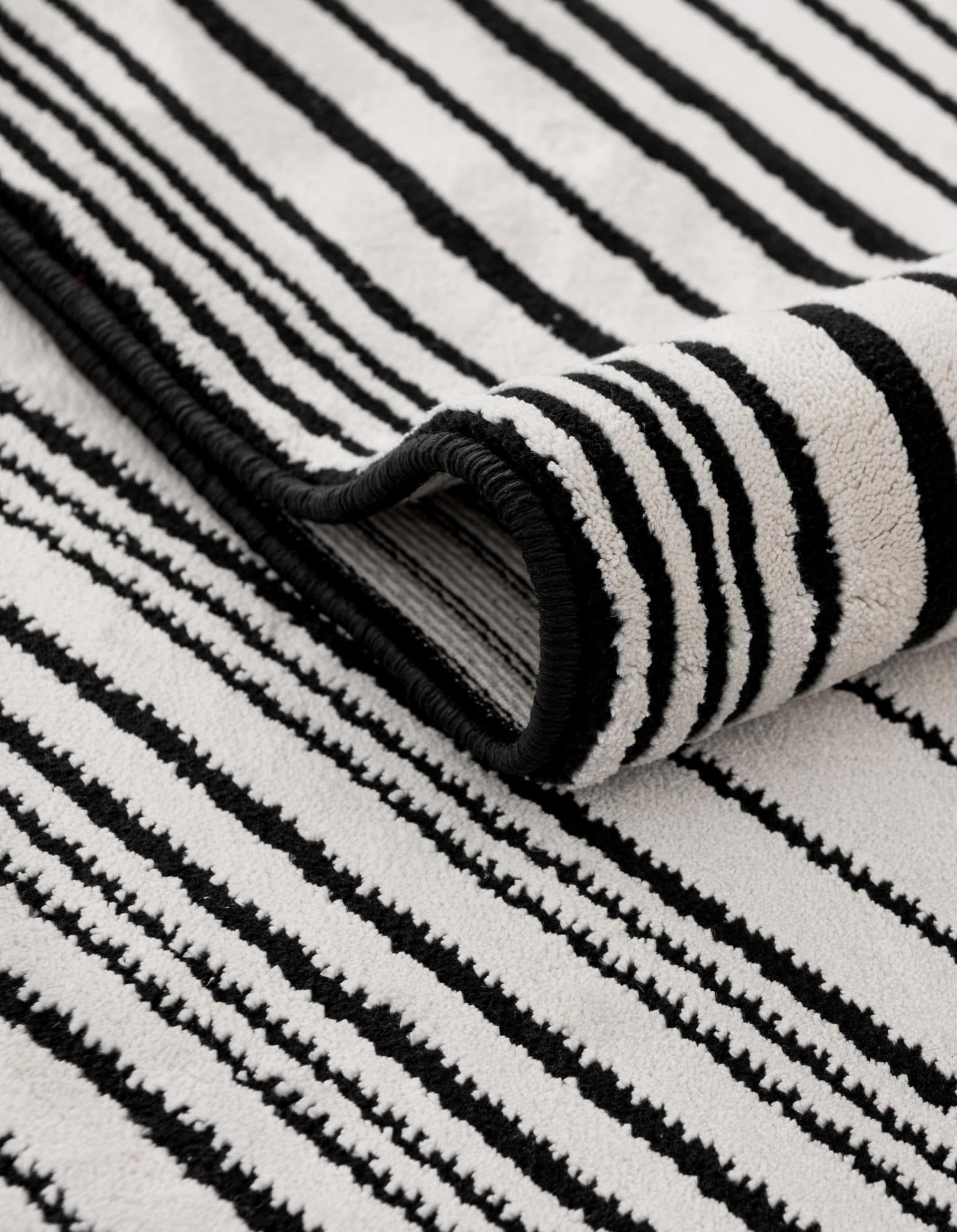 Rugs.com Milano Collection Rug – 10 Ft Square Black and White Medium-Pile Rug Perfect for Living Rooms, Kitchens, Entryways - Image 6