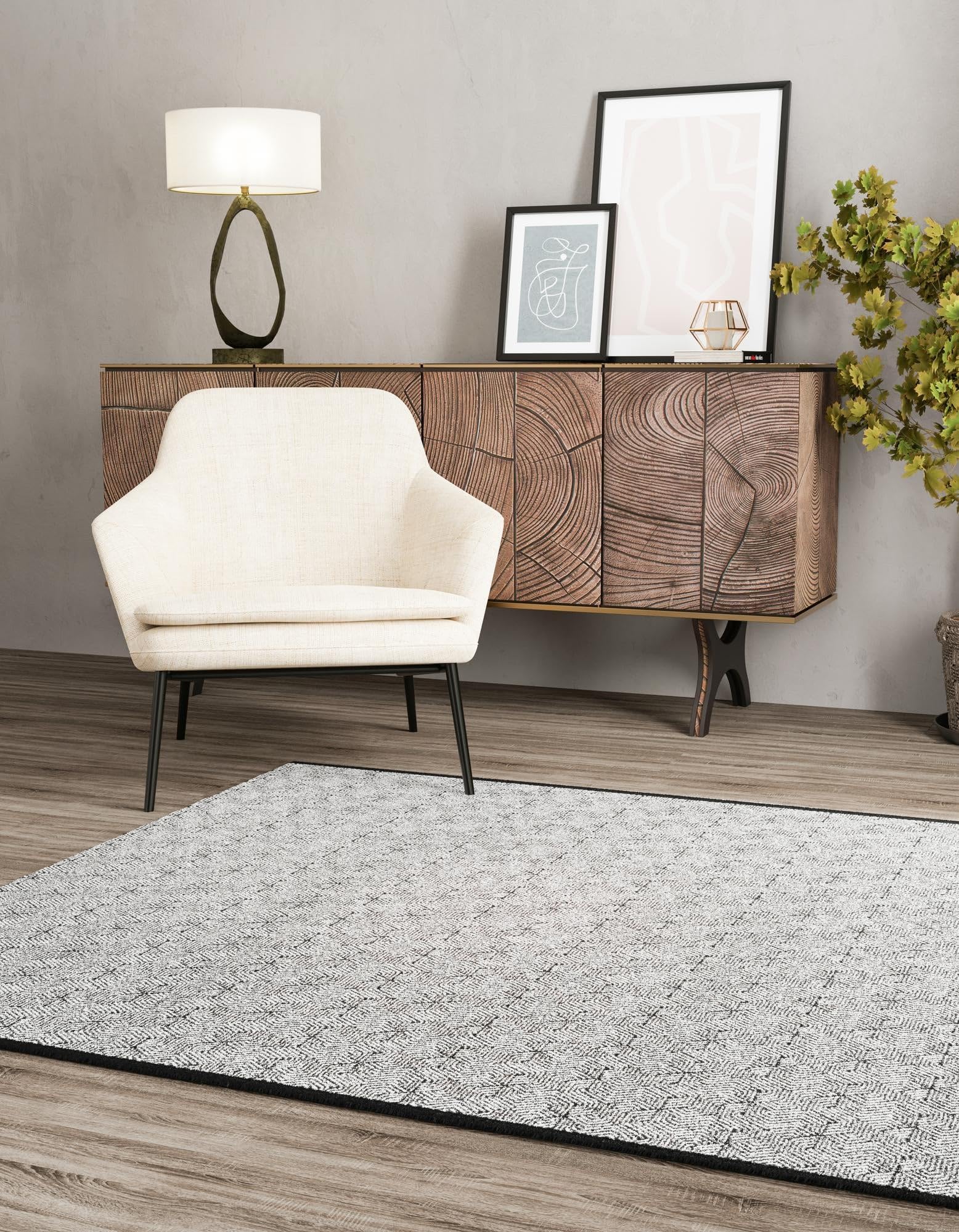 Rugs.com Milano Collection Rug – 10 Ft Square Black and White Medium-Pile Rug Perfect for Living Rooms, Kitchens, Entryways - Image 5